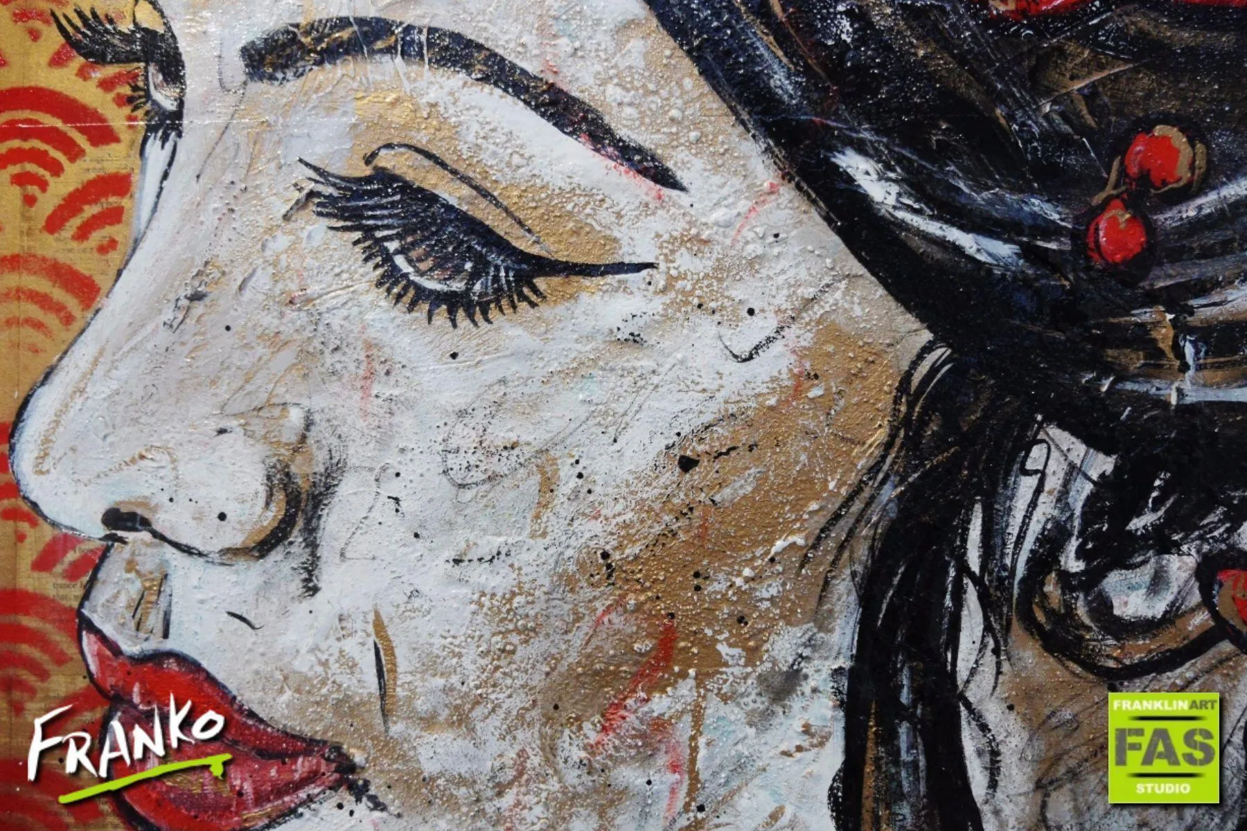 Red Geisha 140cm x 100cm Geisha Vintage Book Pop art Painting (SOLD)