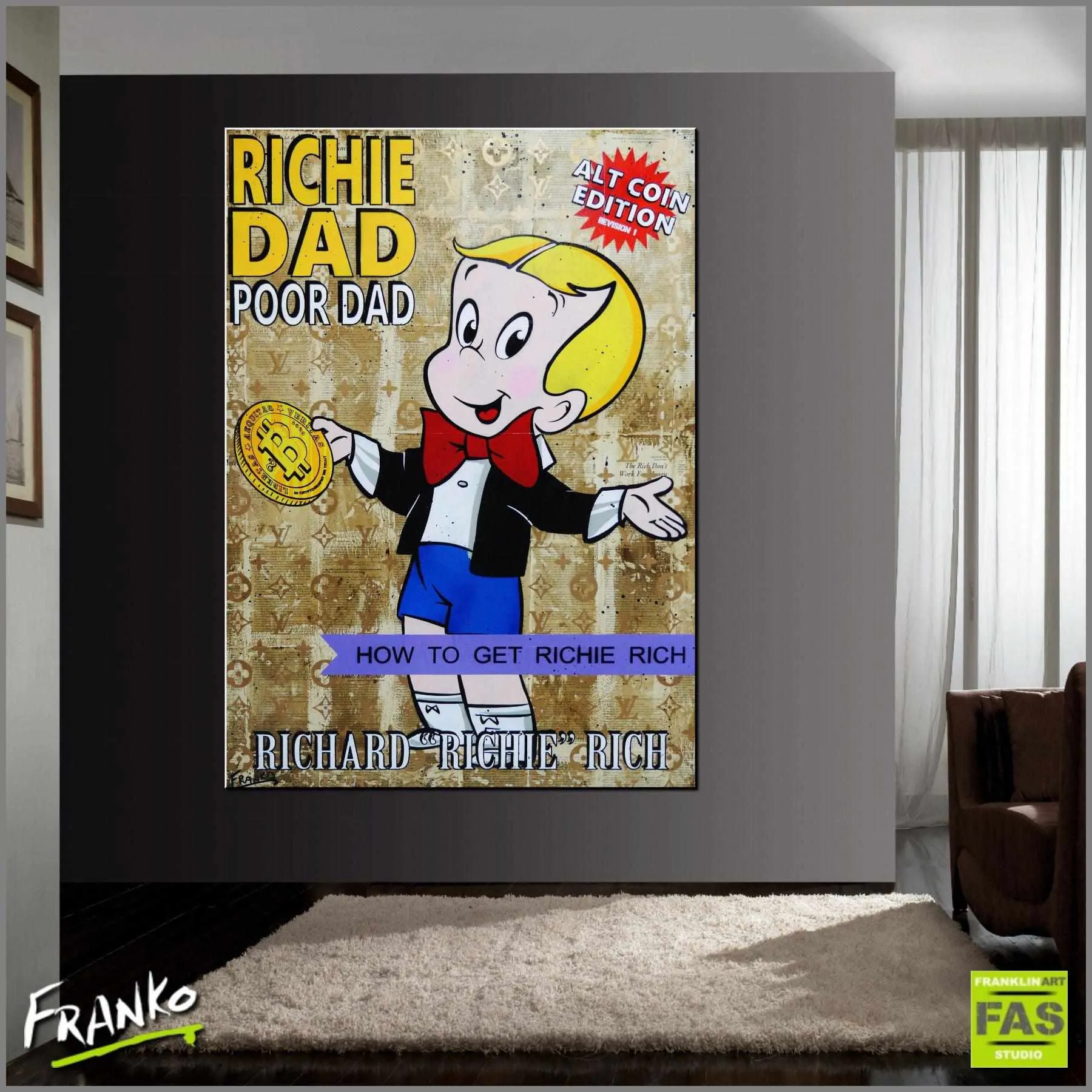 Rich Like Richie 140cm x 100cm Richie Rich Bitcoin (SOLD)