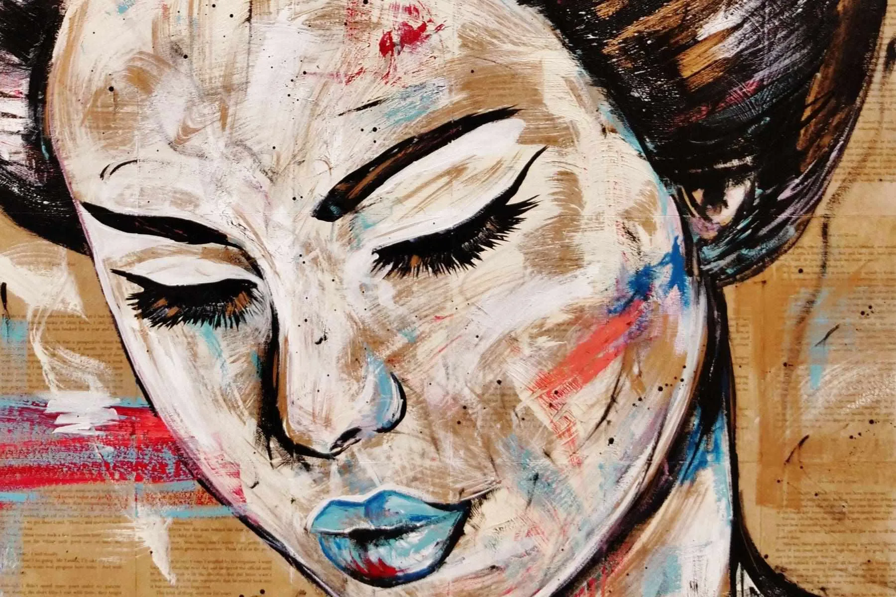 Rubine Geisha 140cm x 100cm Geisha Pink Vintage Book Pop art Painting (SOLD)