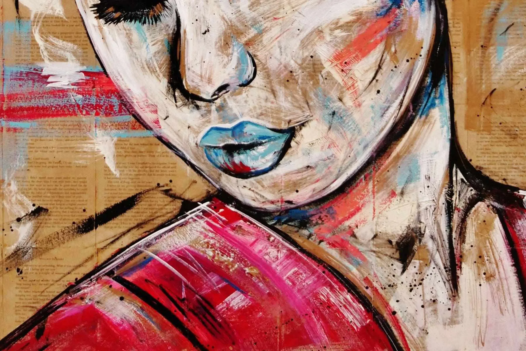 Rubine Geisha 140cm x 100cm Geisha Pink Vintage Book Pop art Painting (SOLD)