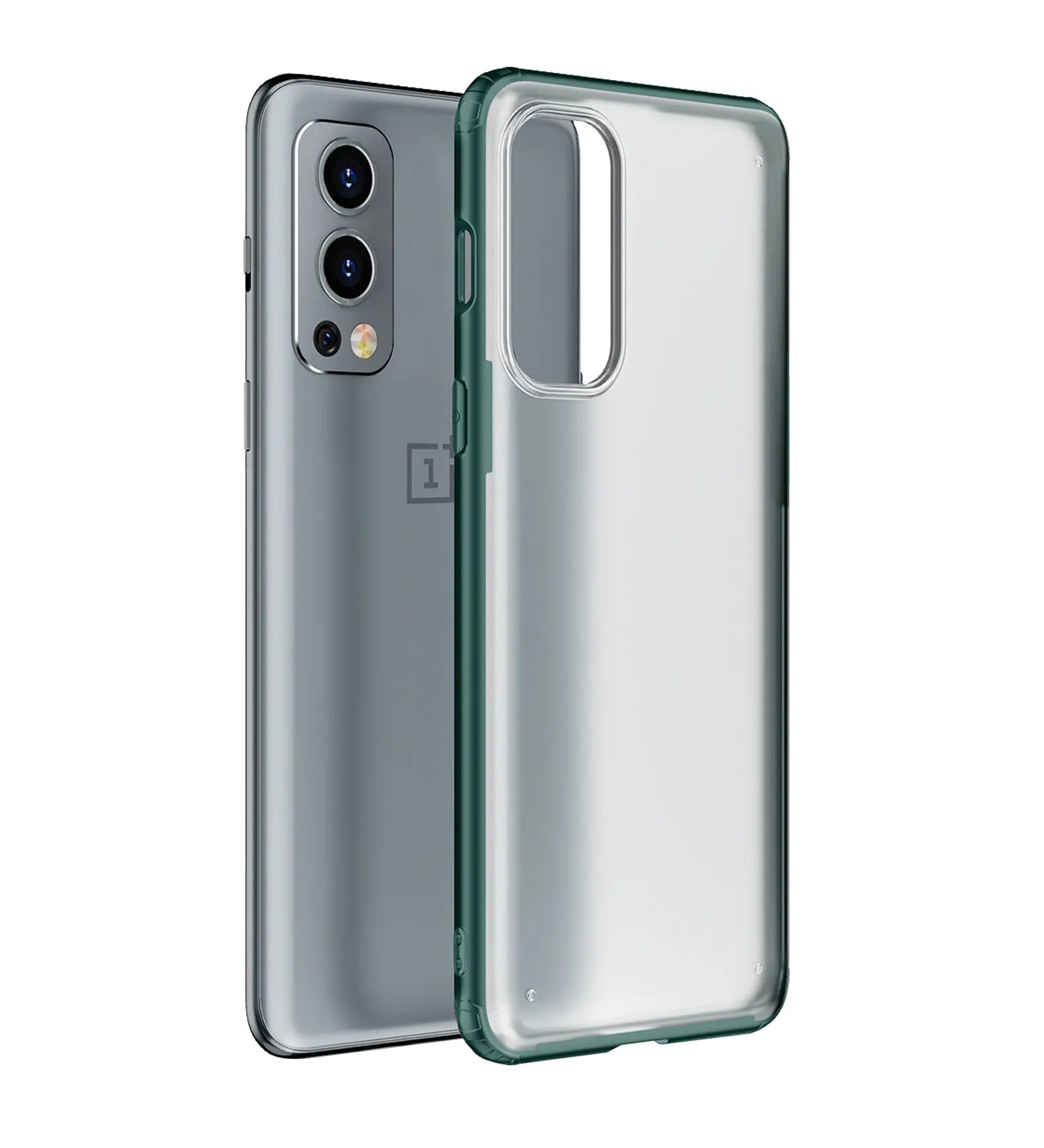 Rugged Frosted Semi Transparent PC Shock Proof Slim Back Case for OnePlus Nord 2 5G, 6.43 inch, Green