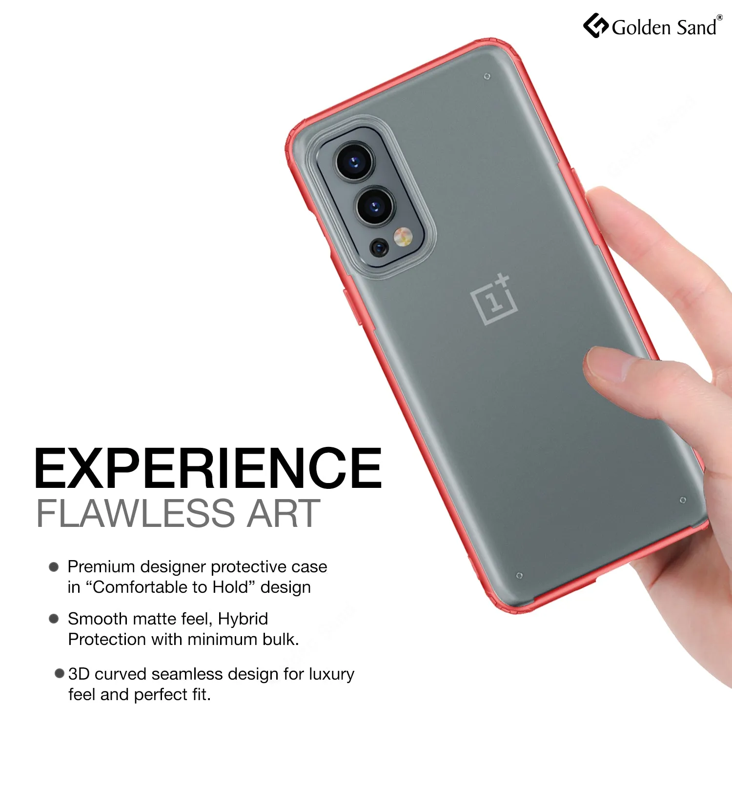 Rugged Frosted Semi Transparent PC Shock Proof Slim Back Case for OnePlus Nord 2 5G, 6.43 inch, Red
