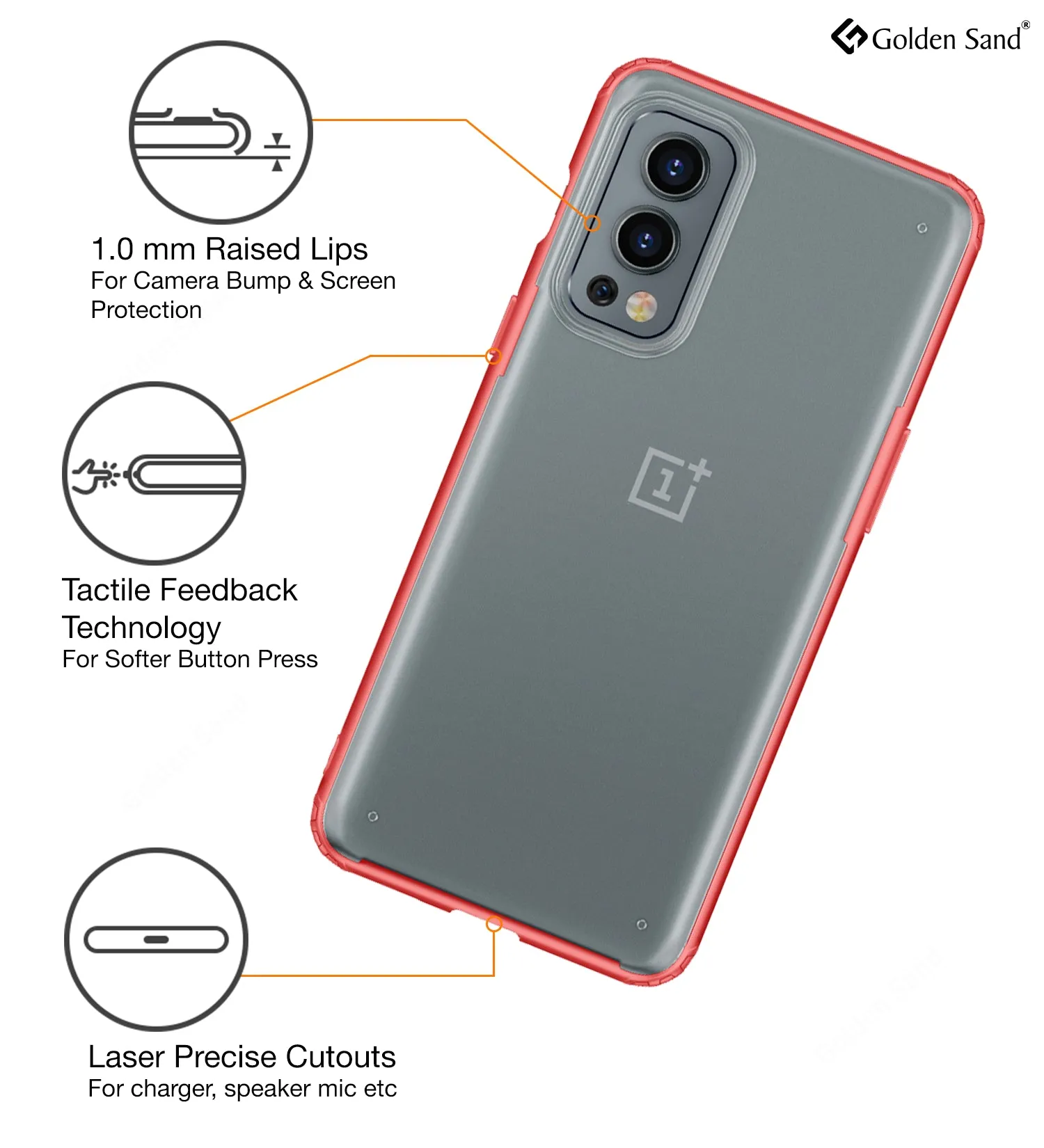 Rugged Frosted Semi Transparent PC Shock Proof Slim Back Case for OnePlus Nord 2 5G, 6.43 inch, Red