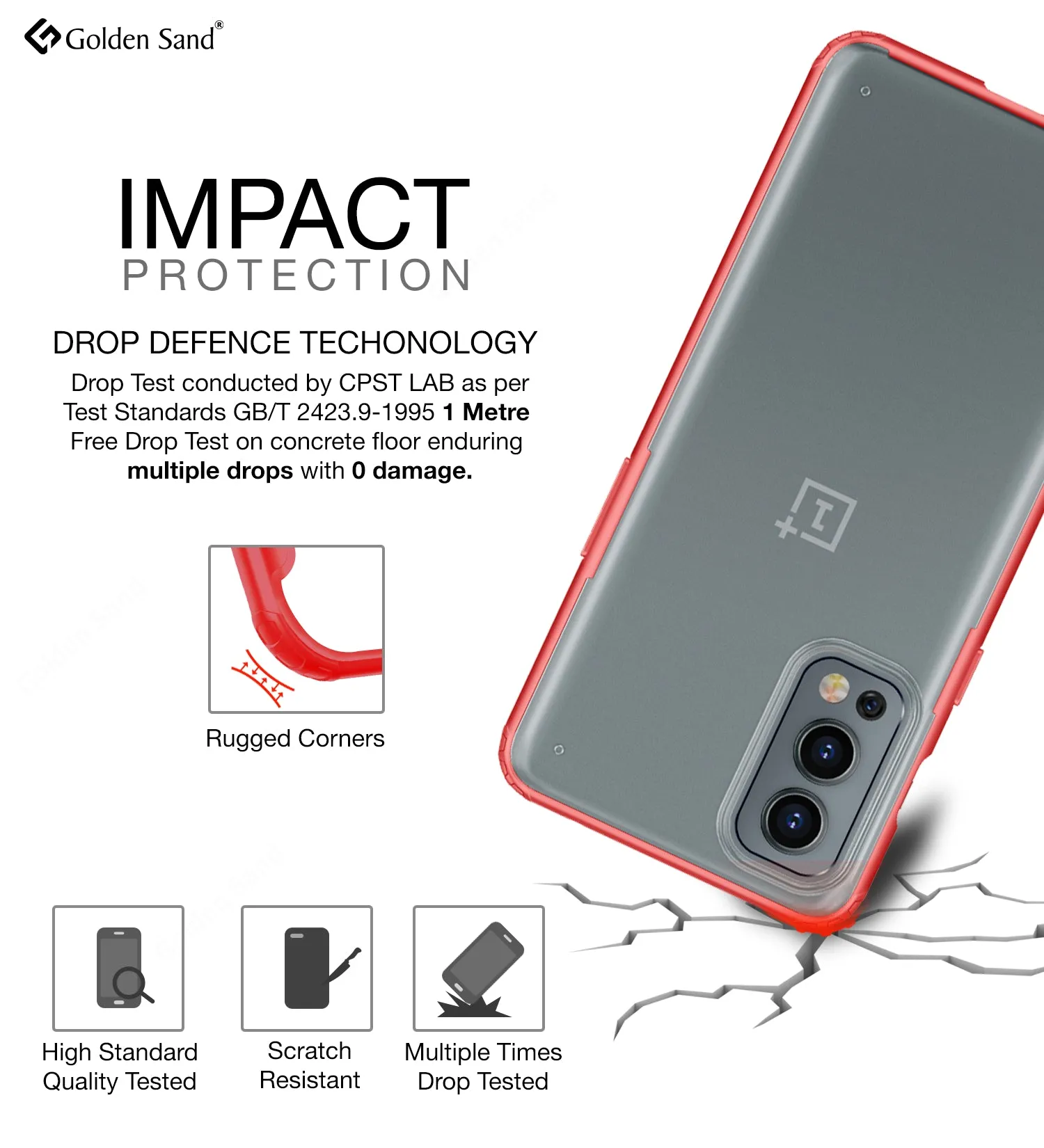 Rugged Frosted Semi Transparent PC Shock Proof Slim Back Case for OnePlus Nord 2 5G, 6.43 inch, Red