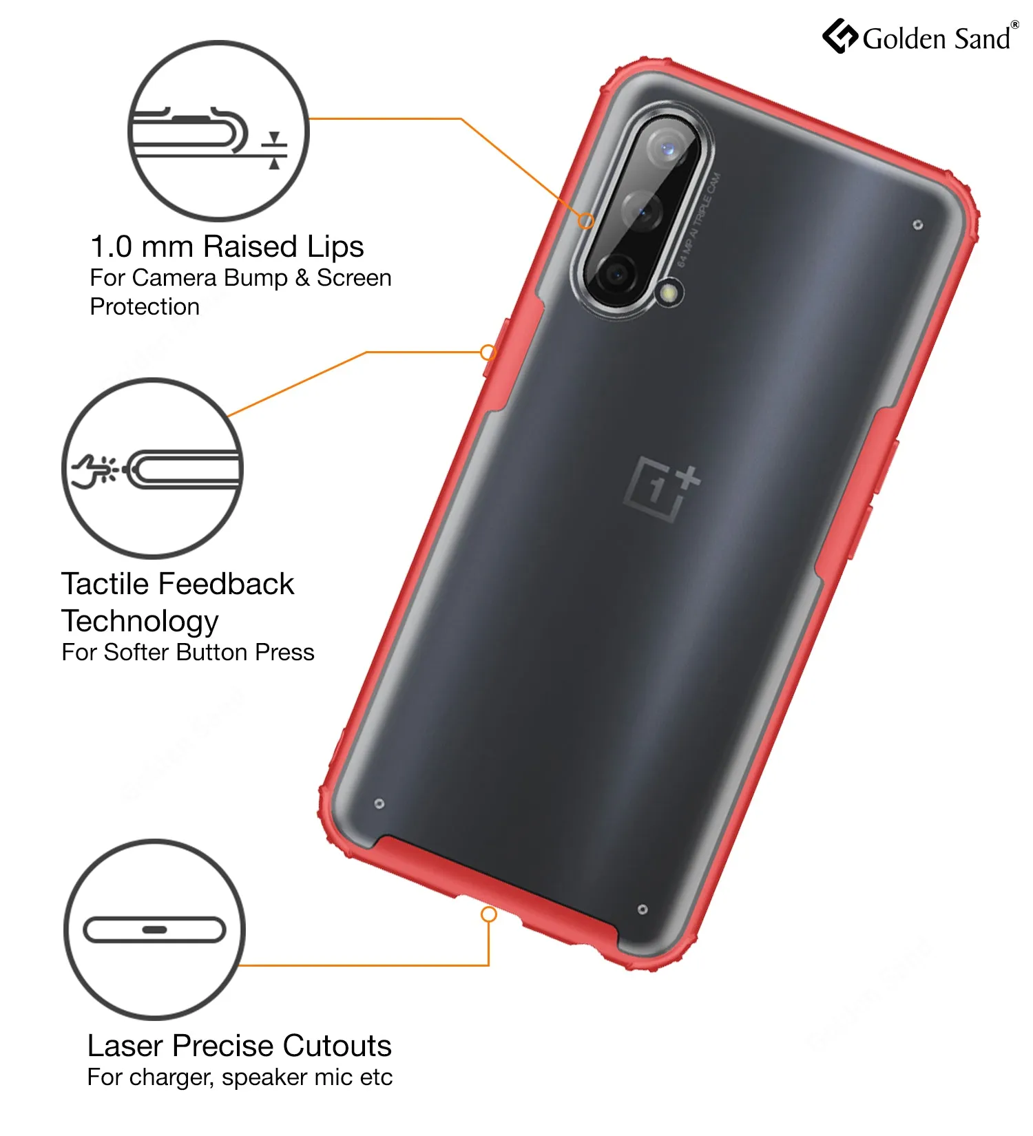 Rugged Frosted Semi Transparent PC Shock Proof Slim Back Case for OnePlus Nord CE 5G, 6.43 inch, Red