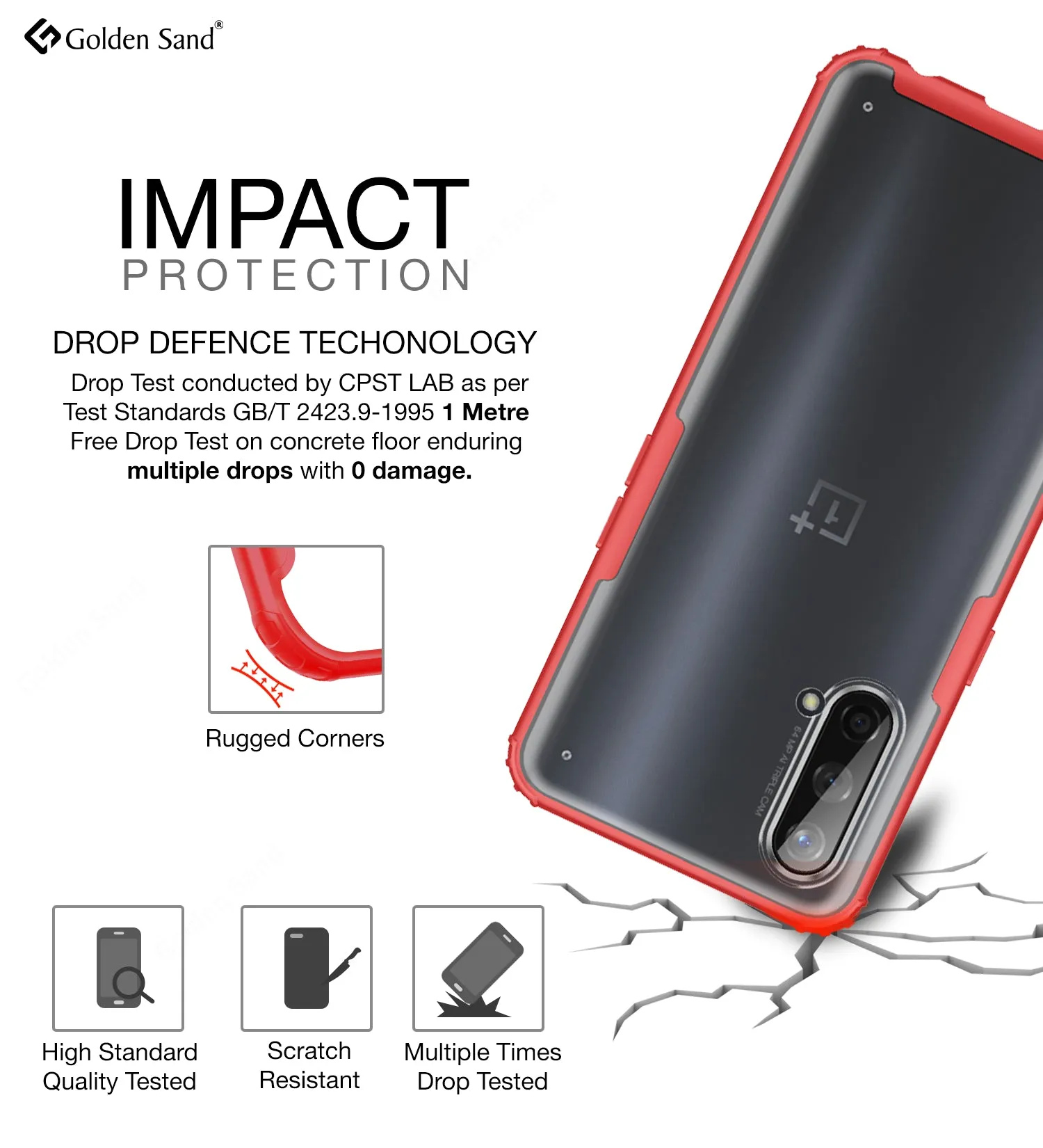 Rugged Frosted Semi Transparent PC Shock Proof Slim Back Case for OnePlus Nord CE 5G, 6.43 inch, Red