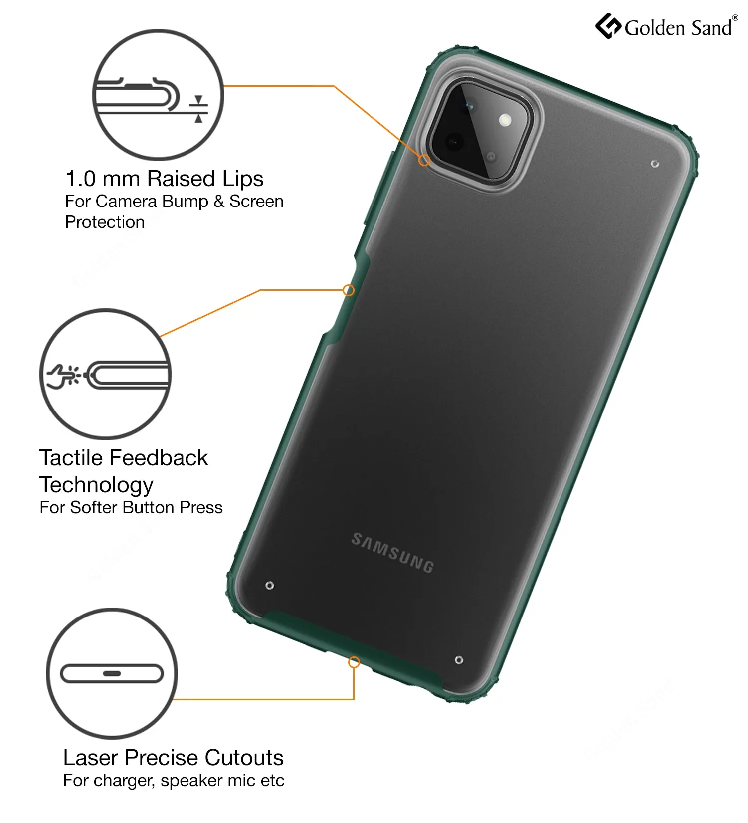 Rugged Frosted Semi Transparent PC Shock Proof Slim Back Case for Samsung Galaxy A22 5G, Samsung Galaxy F42 5G, 6.6 inch, Green