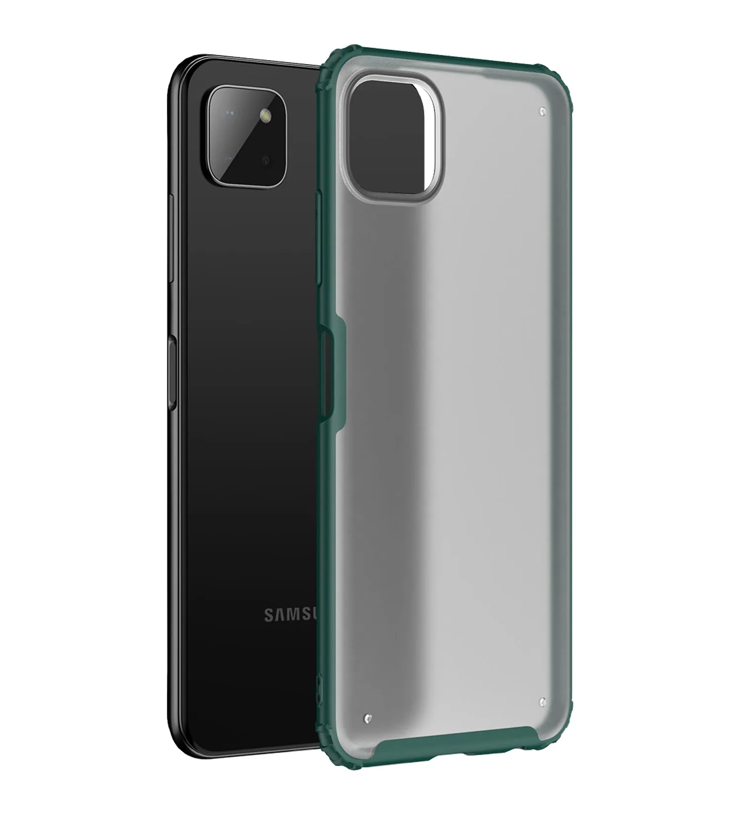 Rugged Frosted Semi Transparent PC Shock Proof Slim Back Case for Samsung Galaxy A22 5G, Samsung Galaxy F42 5G, 6.6 inch, Green
