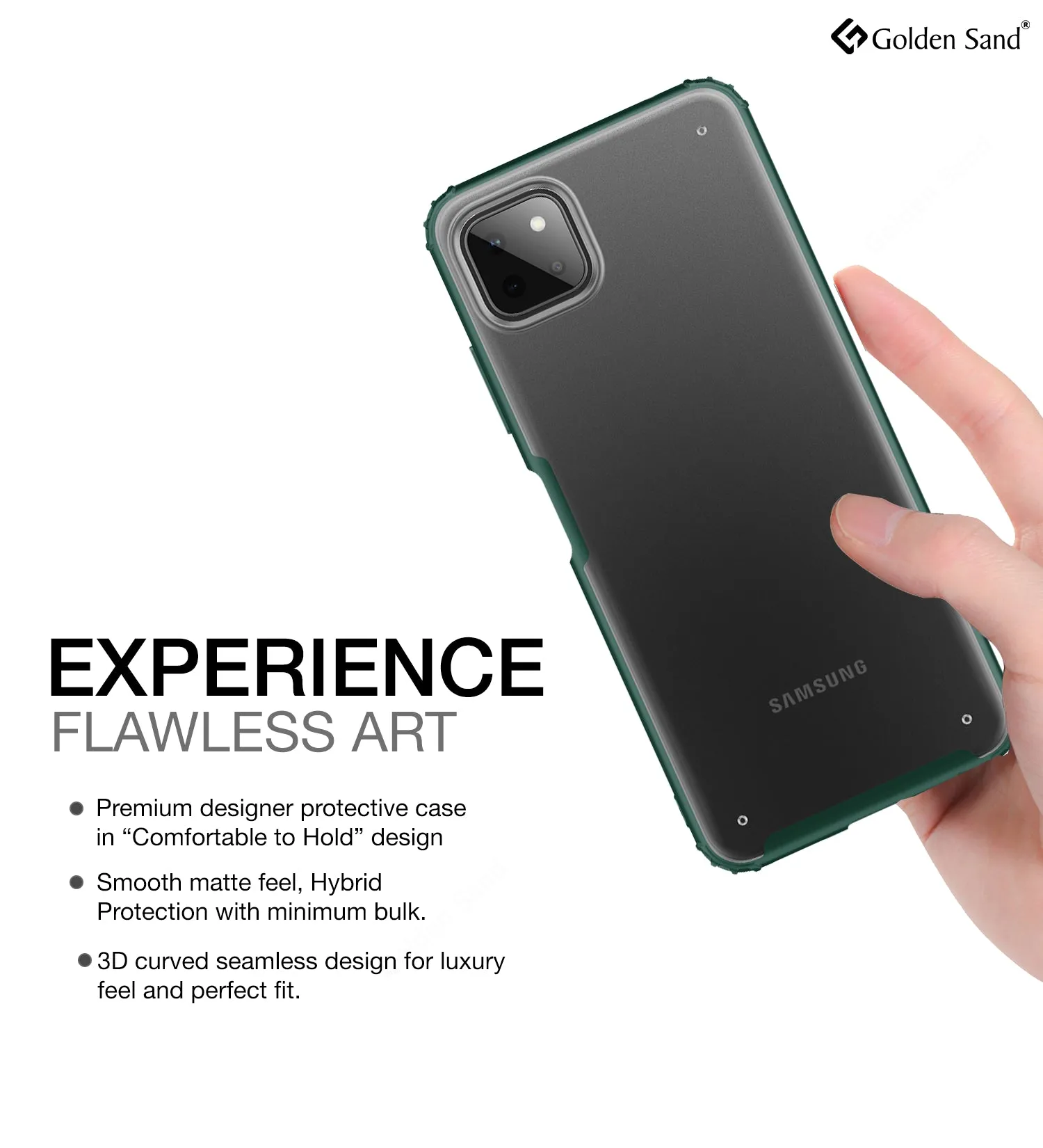 Rugged Frosted Semi Transparent PC Shock Proof Slim Back Case for Samsung Galaxy A22 5G, Samsung Galaxy F42 5G, 6.6 inch, Green