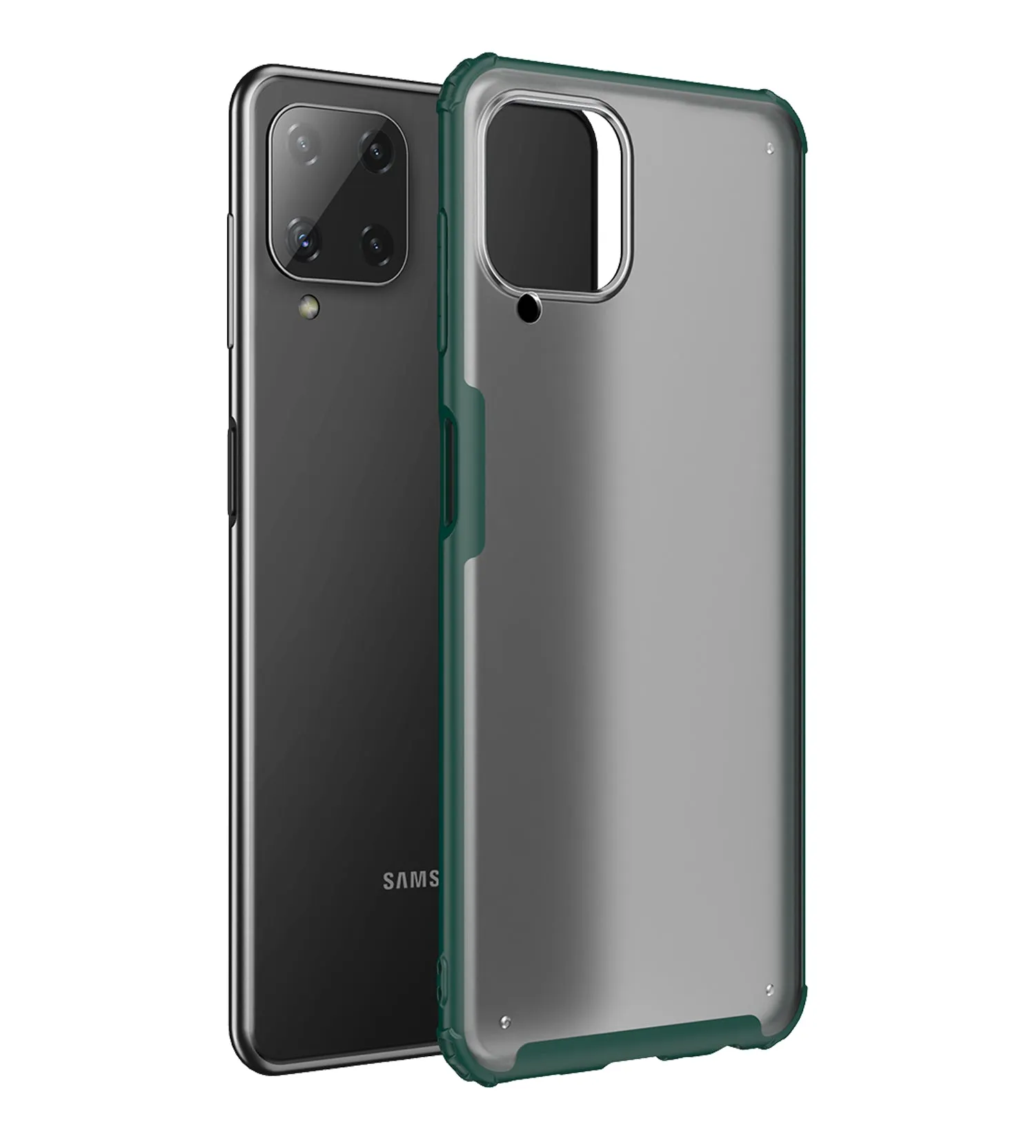 Rugged Frosted Semi Transparent PC Shock Proof Slim Back Case for Samsung Galaxy A22, 6.4 inch, Green