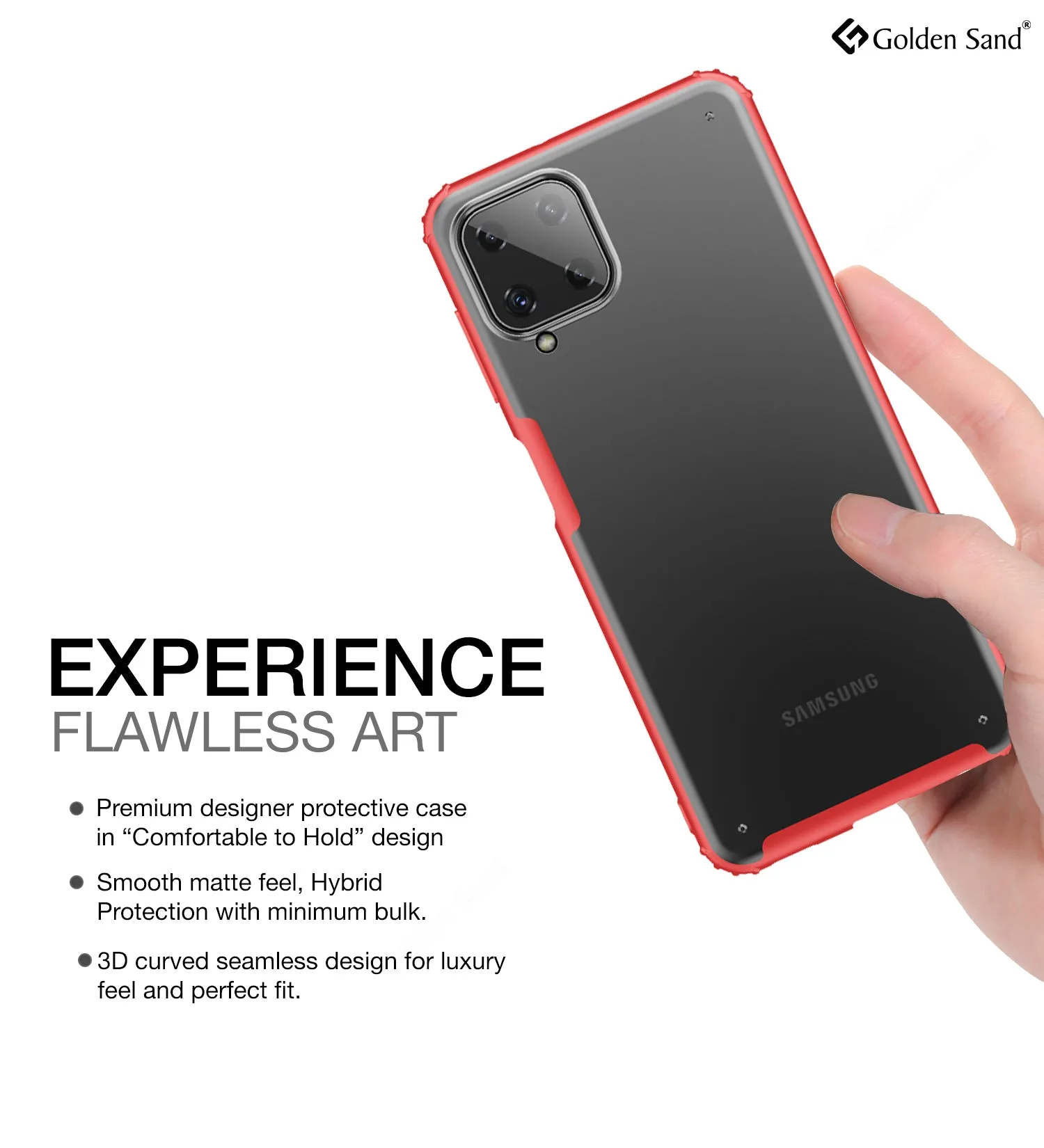 Rugged Frosted Semi Transparent PC Shock Proof Slim Back Case for Samsung Galaxy A22, 6.4 inch, Red