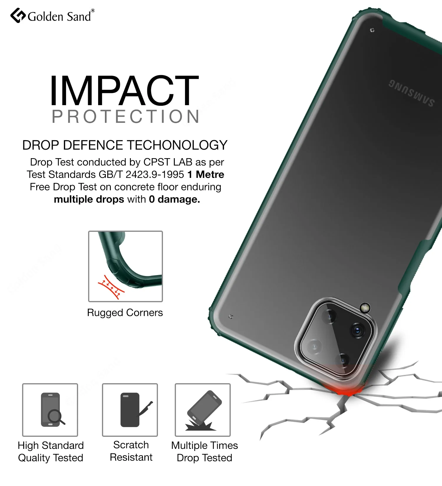 Rugged Frosted Semi Transparent PC Shock Proof Slim Back Case for Samsung Galaxy M32 4G, Samsung Galaxy F22, 6.4 inch, Green
