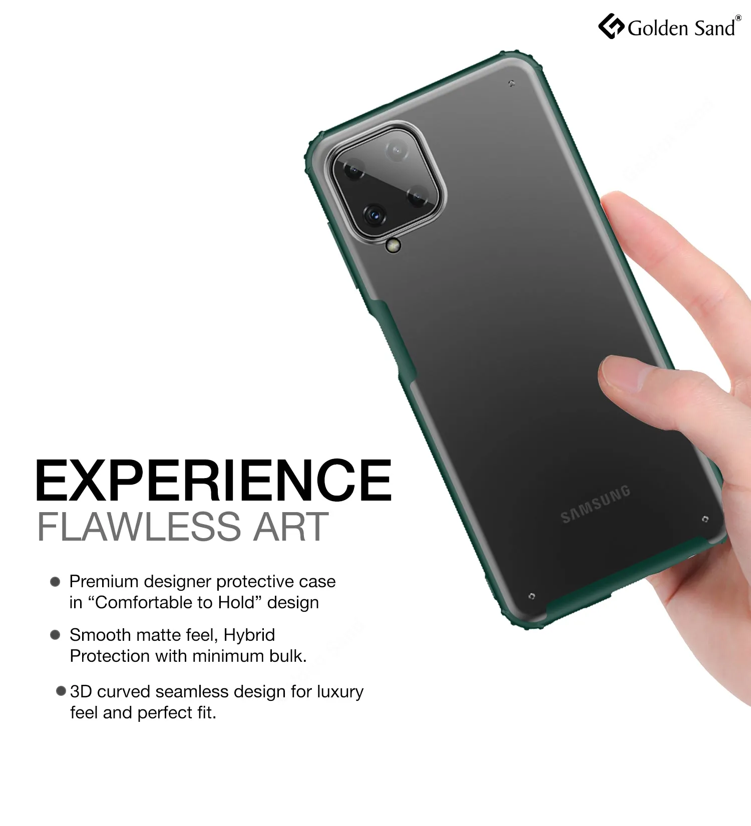 Rugged Frosted Semi Transparent PC Shock Proof Slim Back Case for Samsung Galaxy M32 4G, Samsung Galaxy F22, 6.4 inch, Green