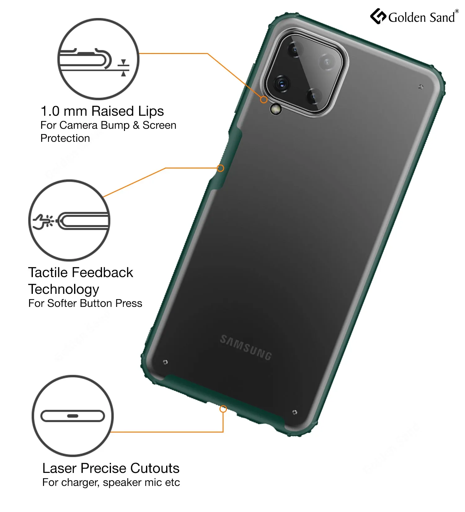 Rugged Frosted Semi Transparent PC Shock Proof Slim Back Case for Samsung Galaxy M32 4G, Samsung Galaxy F22, 6.4 inch, Green