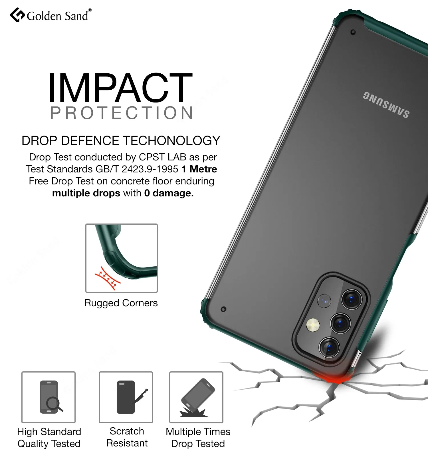 Rugged Frosted Semi Transparent PC Shock Proof Slim Back Case for Samsung Galaxy M32 5G, 6.5 inch, Green