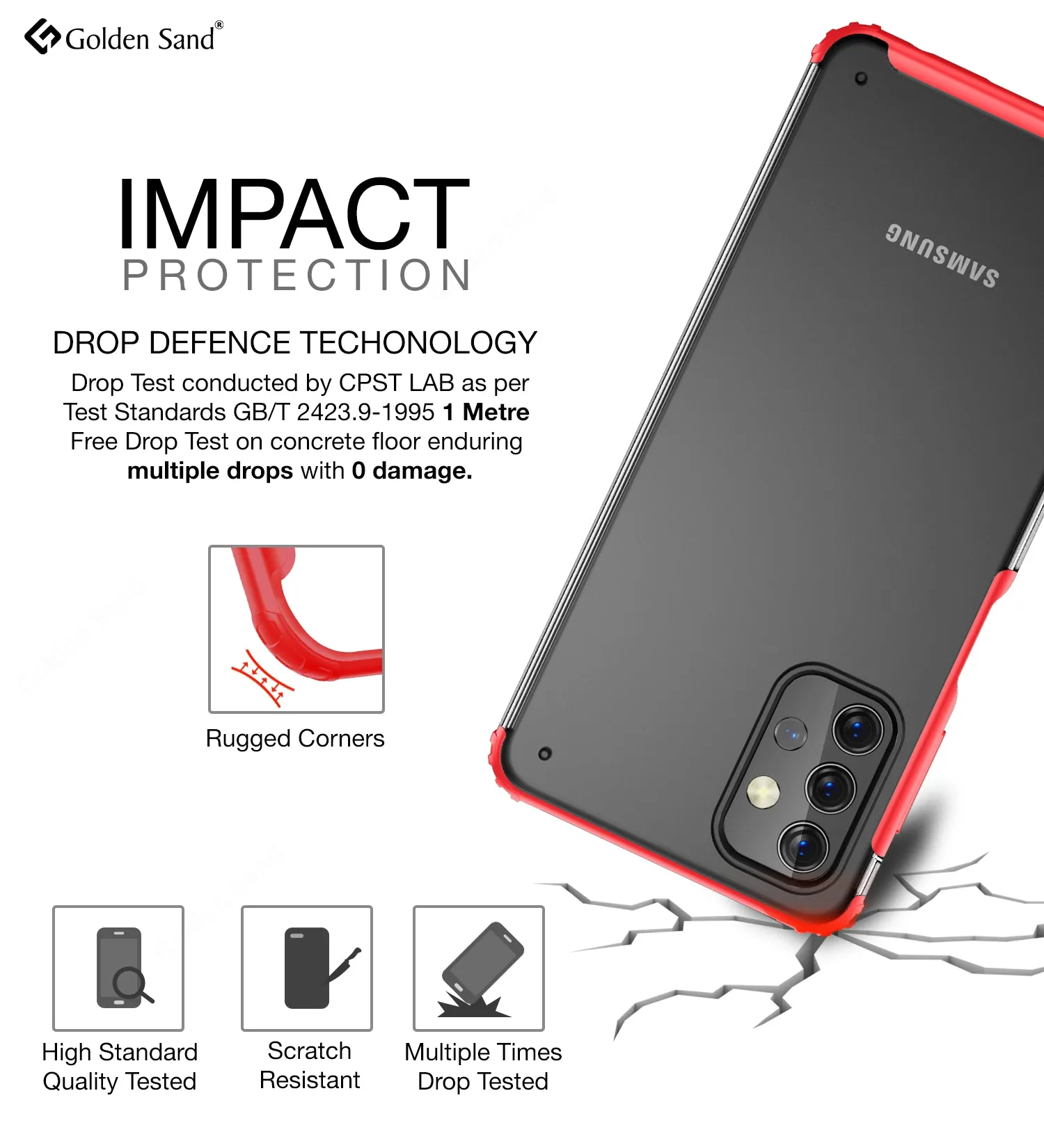 Rugged Frosted Semi Transparent PC Shock Proof Slim Back Case for Samsung Galaxy M32 5G, 6.5 inch, Red