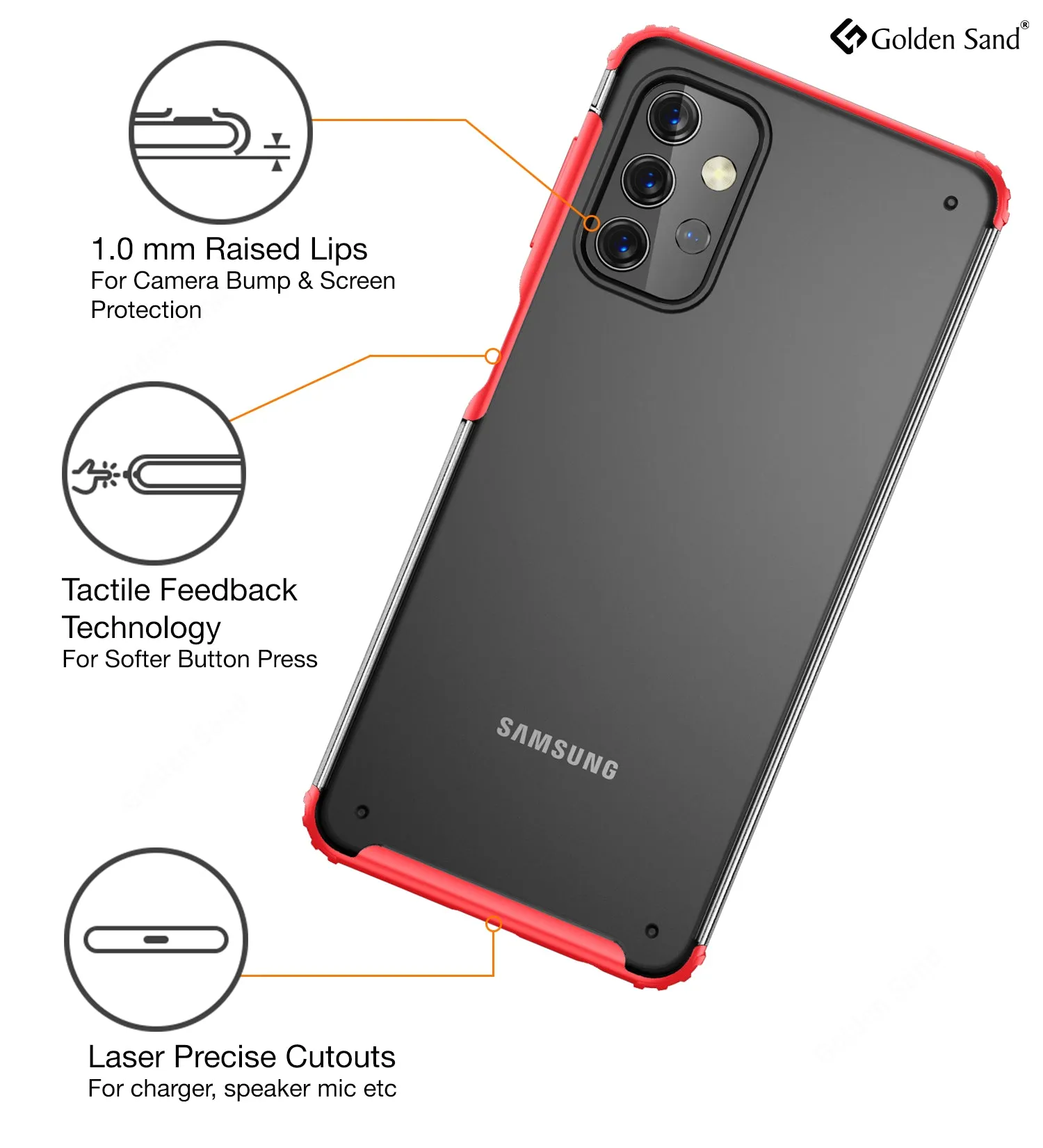 Rugged Frosted Semi Transparent PC Shock Proof Slim Back Case for Samsung Galaxy M32 5G, 6.5 inch, Red