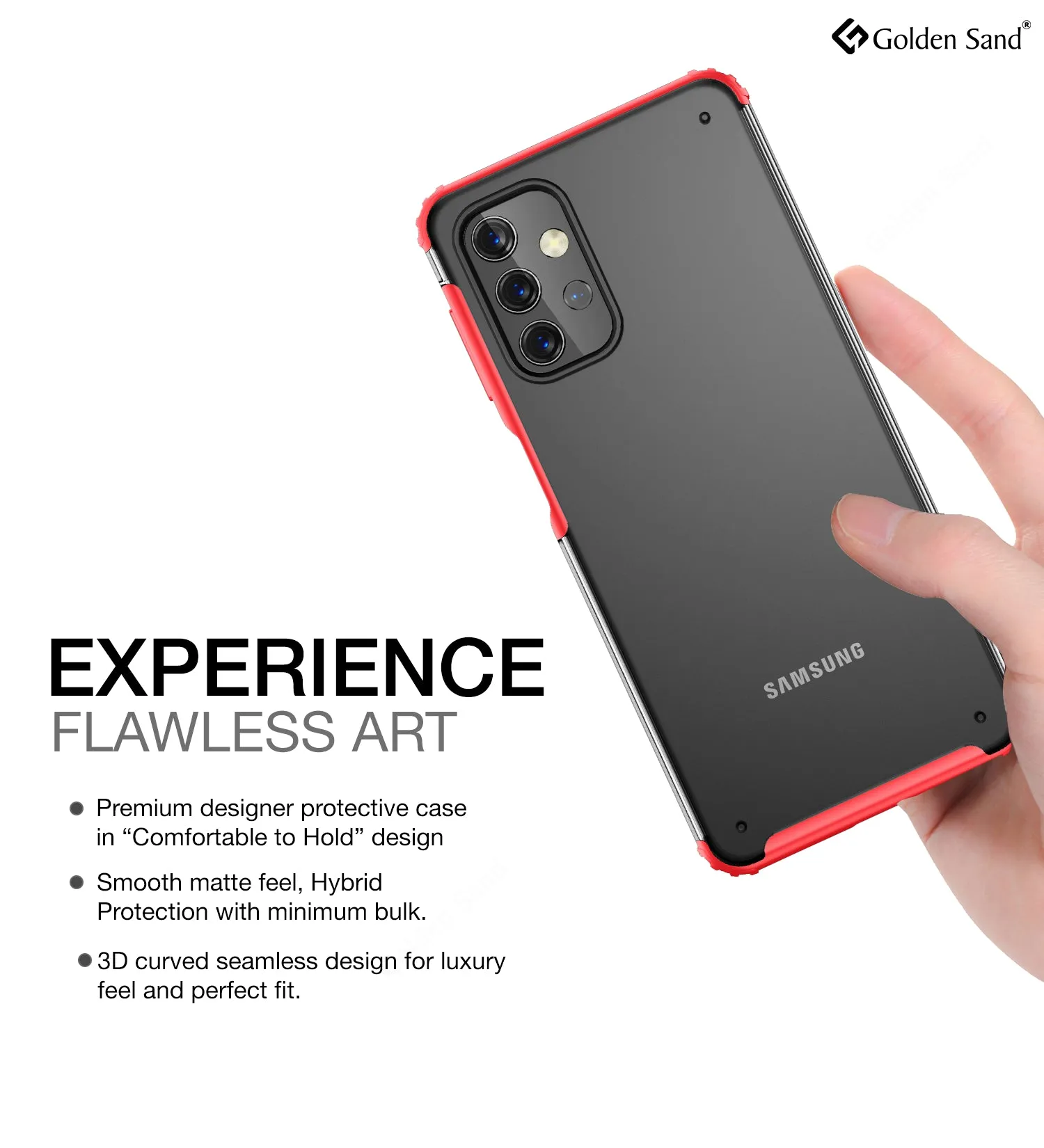 Rugged Frosted Semi Transparent PC Shock Proof Slim Back Case for Samsung Galaxy M32 5G, 6.5 inch, Red