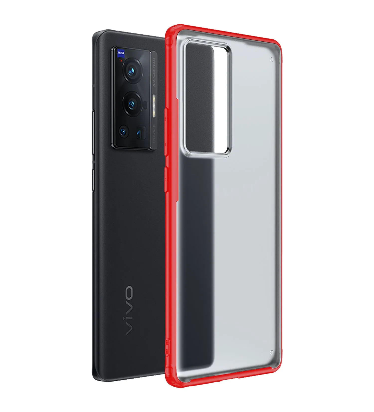 Rugged Frosted Semi Transparent PC Shock Proof Slim Back Case for Vivo X70 Pro [Not for Vivo X70 Pro Plus], 6.56 inch, Red
