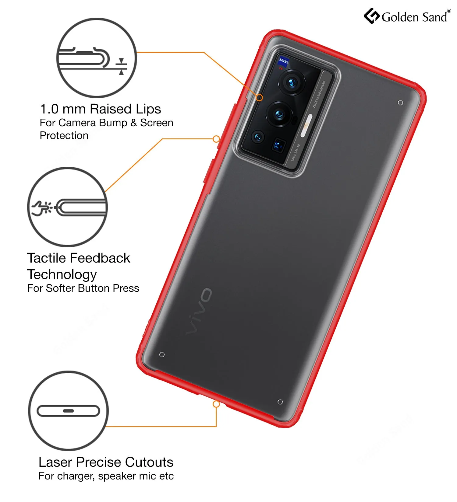 Rugged Frosted Semi Transparent PC Shock Proof Slim Back Case for Vivo X70 Pro [Not for Vivo X70 Pro Plus], 6.56 inch, Red