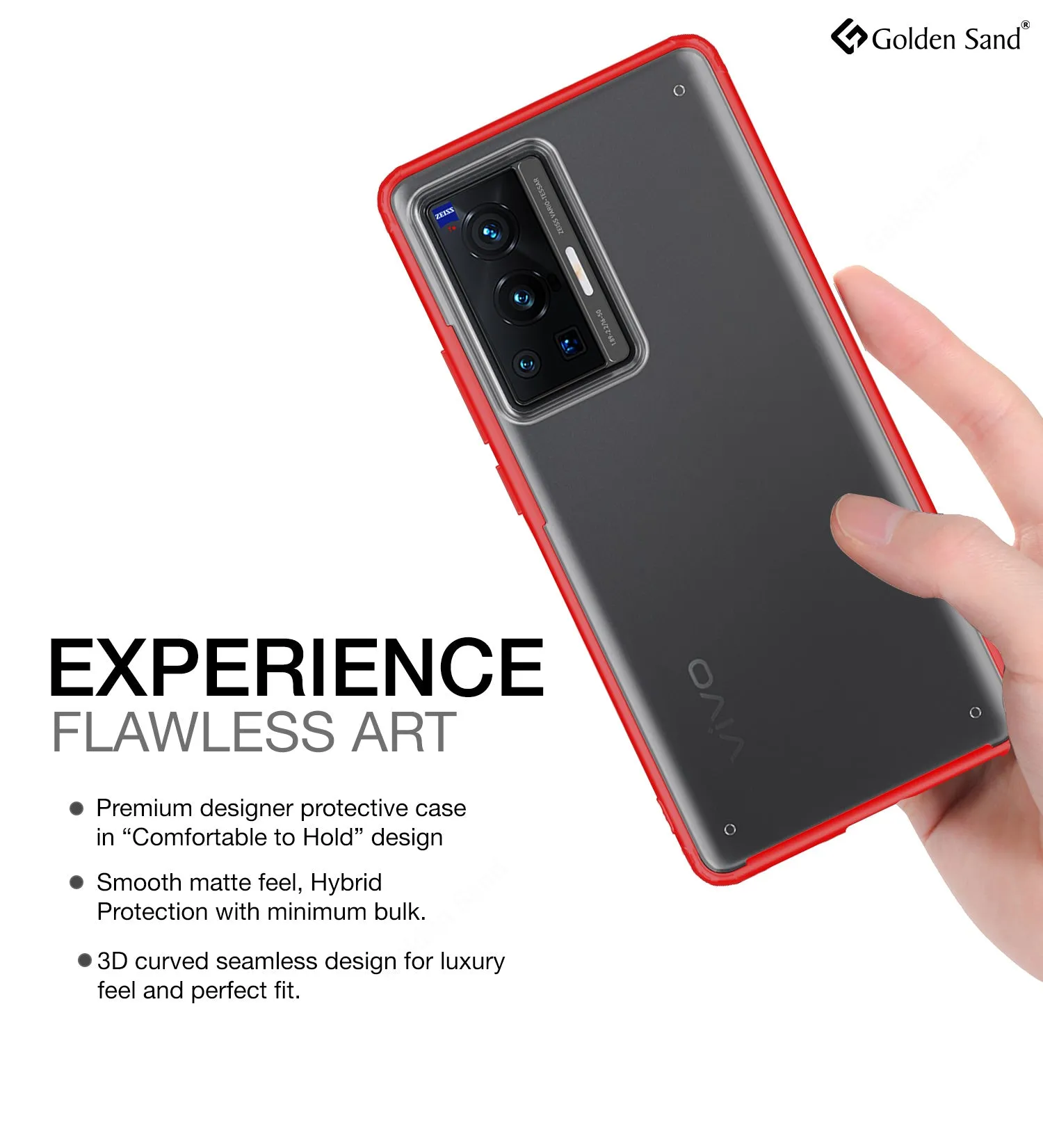 Rugged Frosted Semi Transparent PC Shock Proof Slim Back Case for Vivo X70 Pro [Not for Vivo X70 Pro Plus], 6.56 inch, Red
