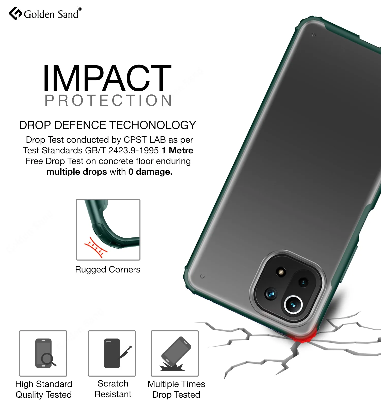 Rugged Frosted Semi Transparent PC Shock Proof Slim Back Case for Xiaomi 11 Lite NE 5G, Xiaomi Mi 11 Lite, Xiaomi Mi 11 Lite 5G, 6.55 inch, Green