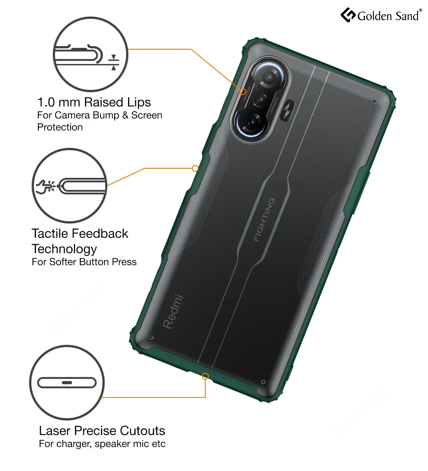 Rugged Frosted Semi Transparent PC Shock Proof Slim Back Case for Xiaomi Poco F3 GT, 6.67 inch, Green