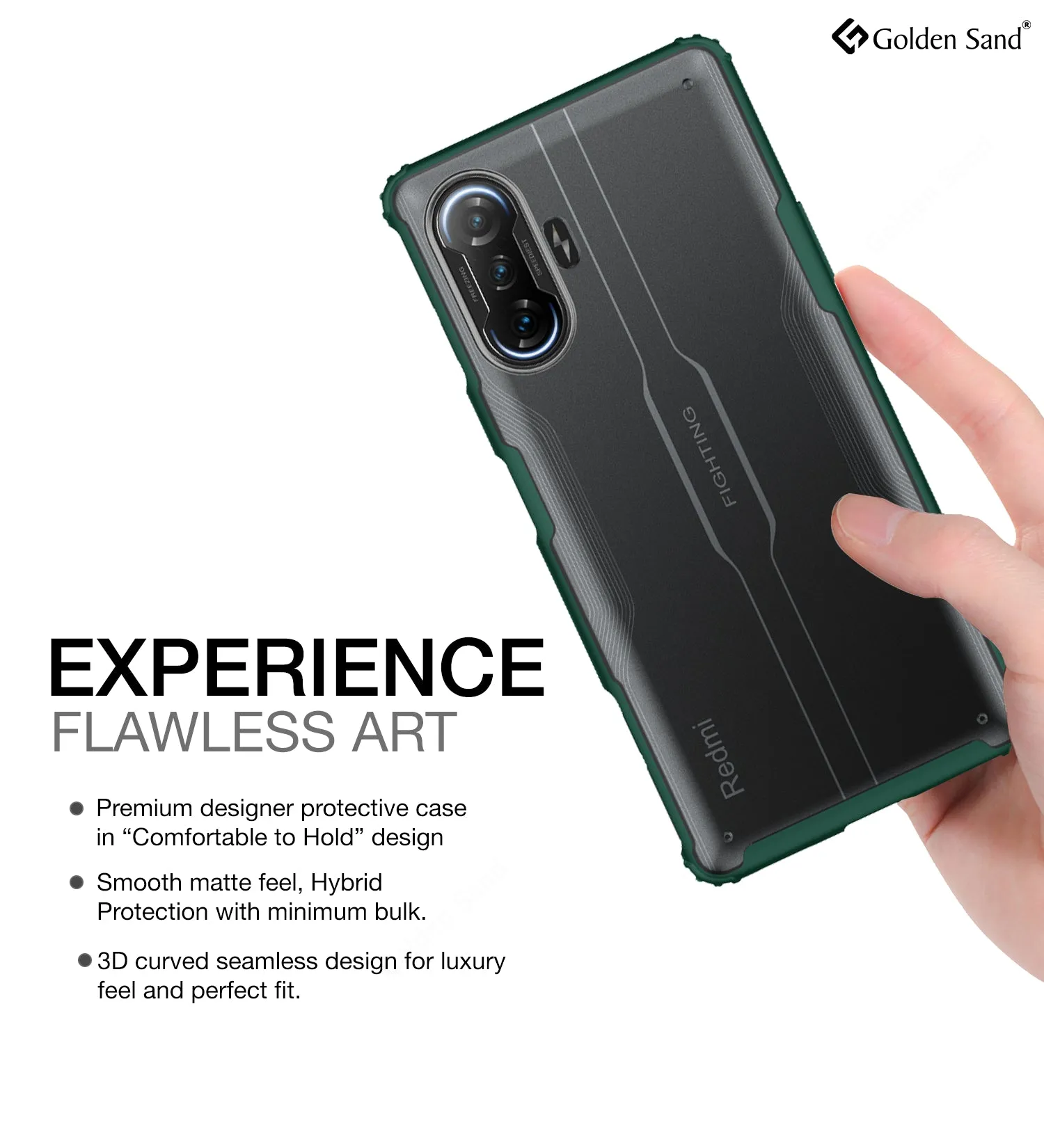 Rugged Frosted Semi Transparent PC Shock Proof Slim Back Case for Xiaomi Poco F3 GT, 6.67 inch, Green