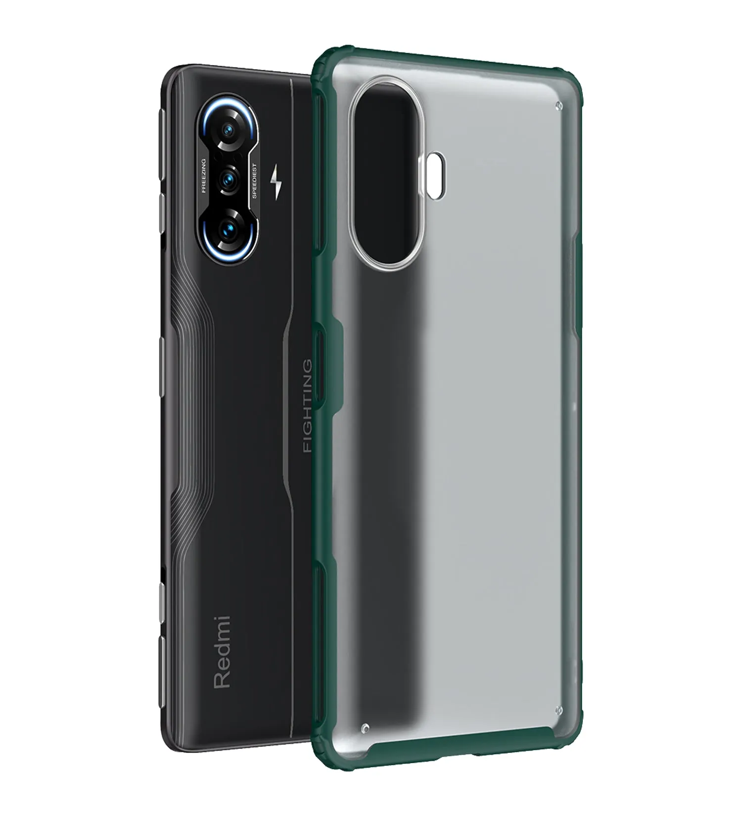 Rugged Frosted Semi Transparent PC Shock Proof Slim Back Case for Xiaomi Poco F3 GT, 6.67 inch, Green