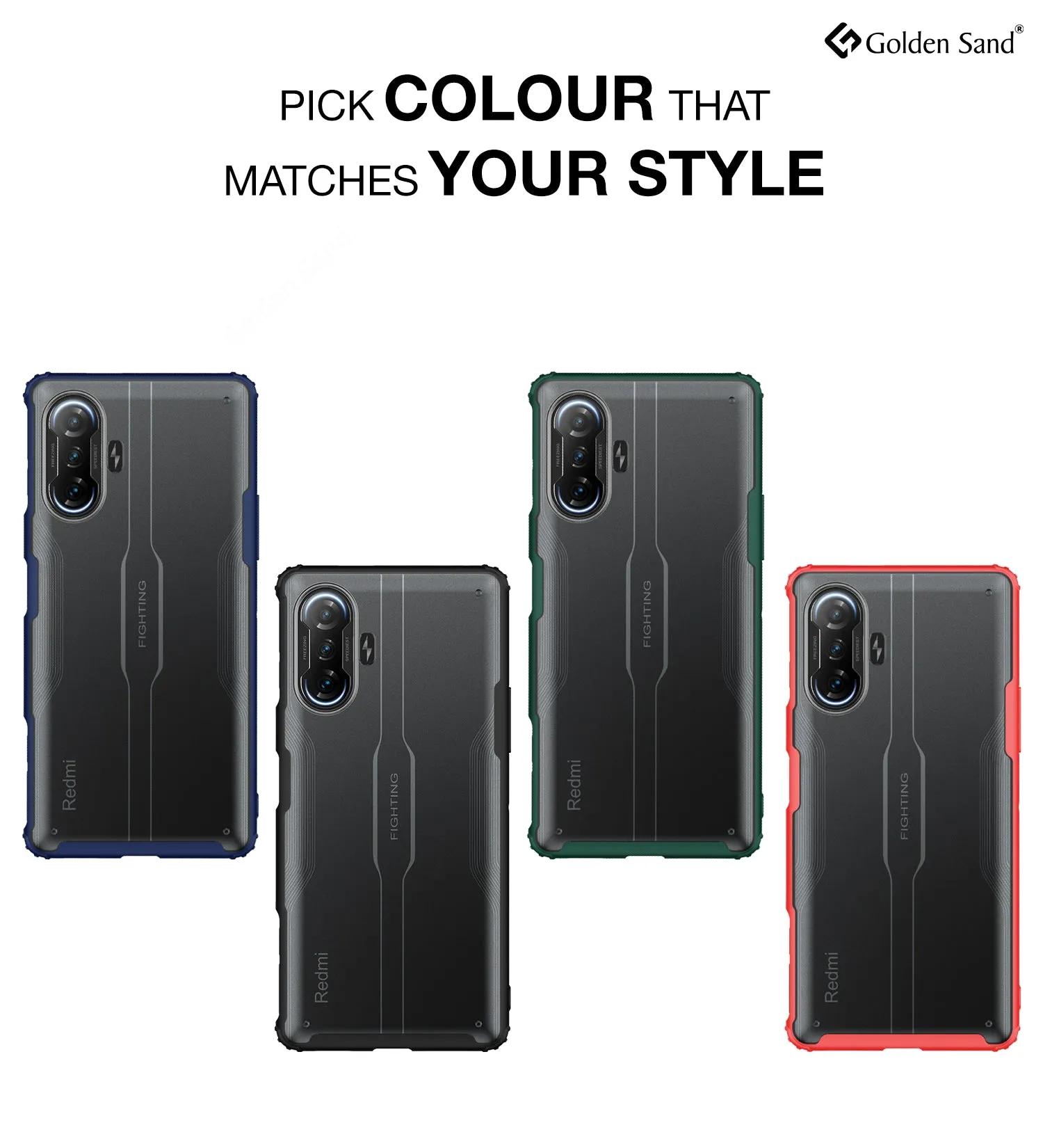 Rugged Frosted Semi Transparent PC Shock Proof Slim Back Case for Xiaomi Poco F3 GT, 6.67 inch, Red