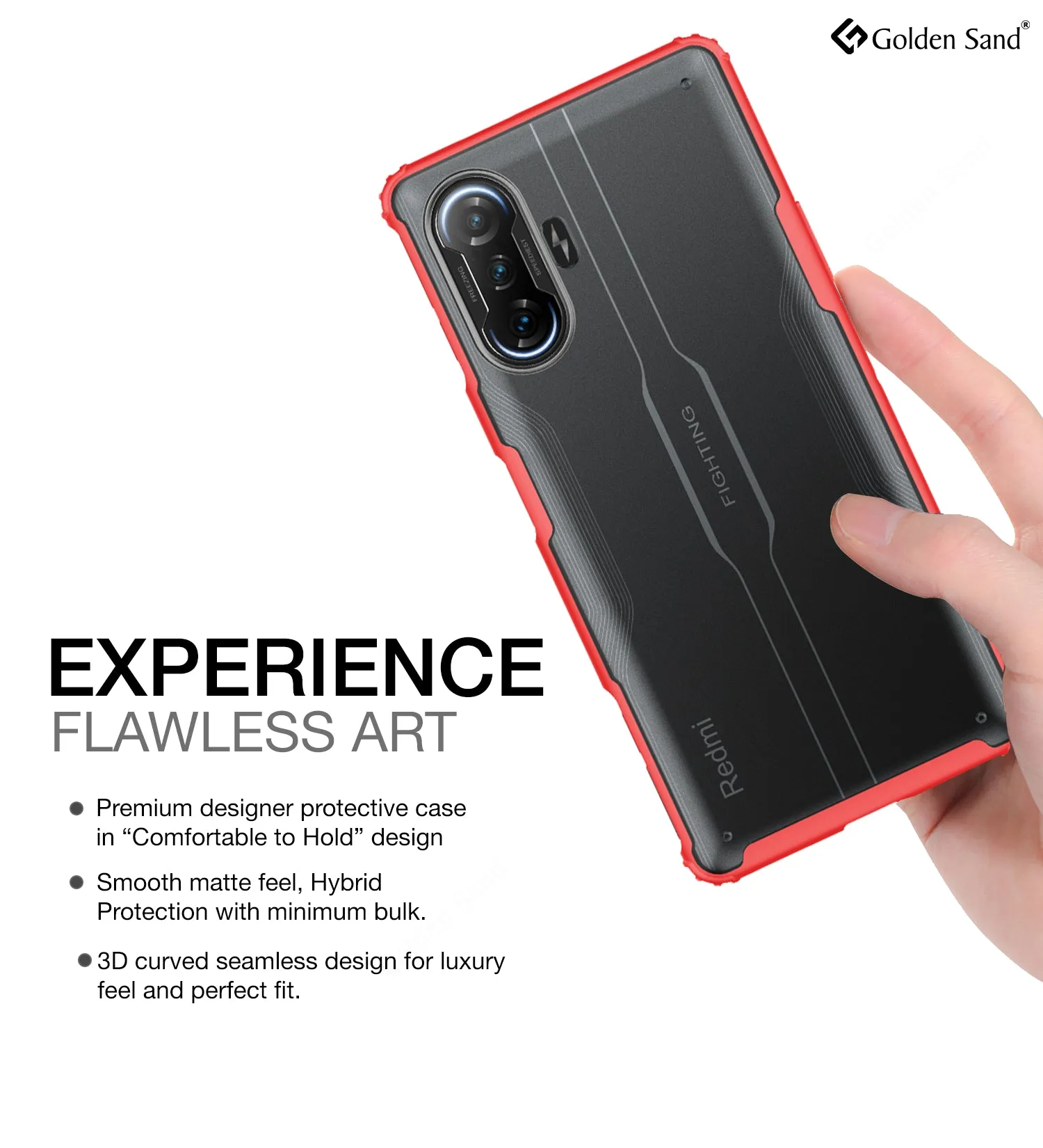 Rugged Frosted Semi Transparent PC Shock Proof Slim Back Case for Xiaomi Poco F3 GT, 6.67 inch, Red