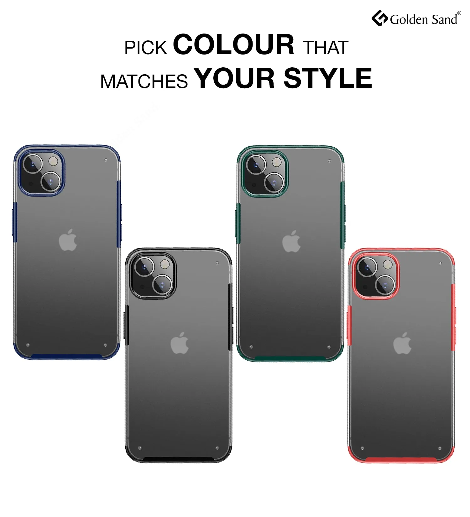Rugged Frosted Semi Transparent PC Shock Proof Slim Back Cover for Apple iPhone 13, 6.1 inch, Black