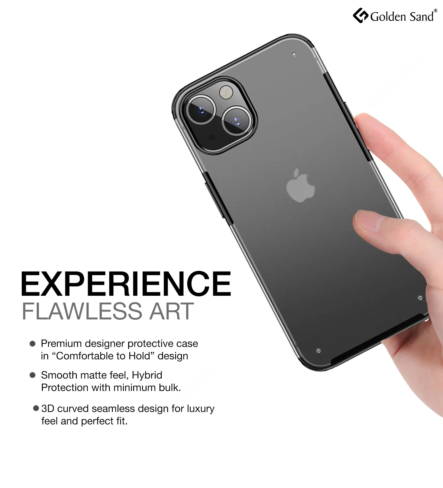 Rugged Frosted Semi Transparent PC Shock Proof Slim Back Cover for Apple iPhone 13, 6.1 inch, Black