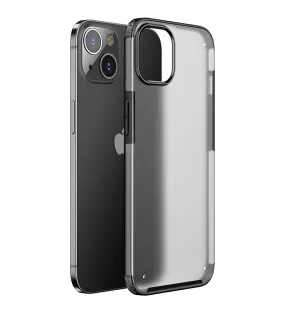 Rugged Frosted Semi Transparent PC Shock Proof Slim Back Cover for Apple iPhone 13, 6.1 inch, Black