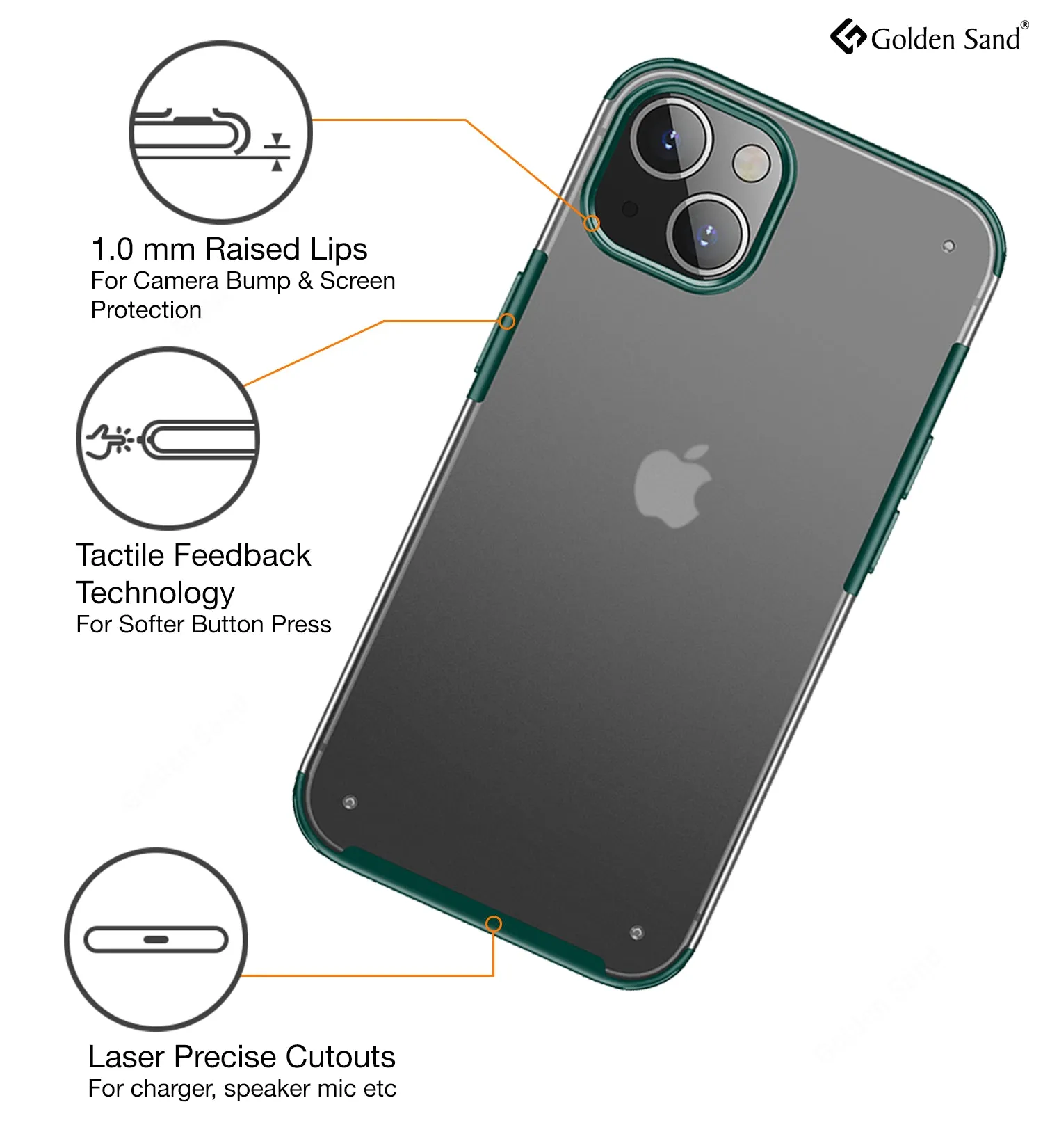 Rugged Frosted Semi Transparent PC Shock Proof Slim Back Cover for Apple iPhone 13, 6.1 inch, Green