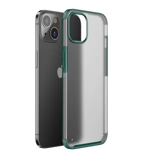Rugged Frosted Semi Transparent PC Shock Proof Slim Back Cover for Apple iPhone 13, 6.1 inch, Green