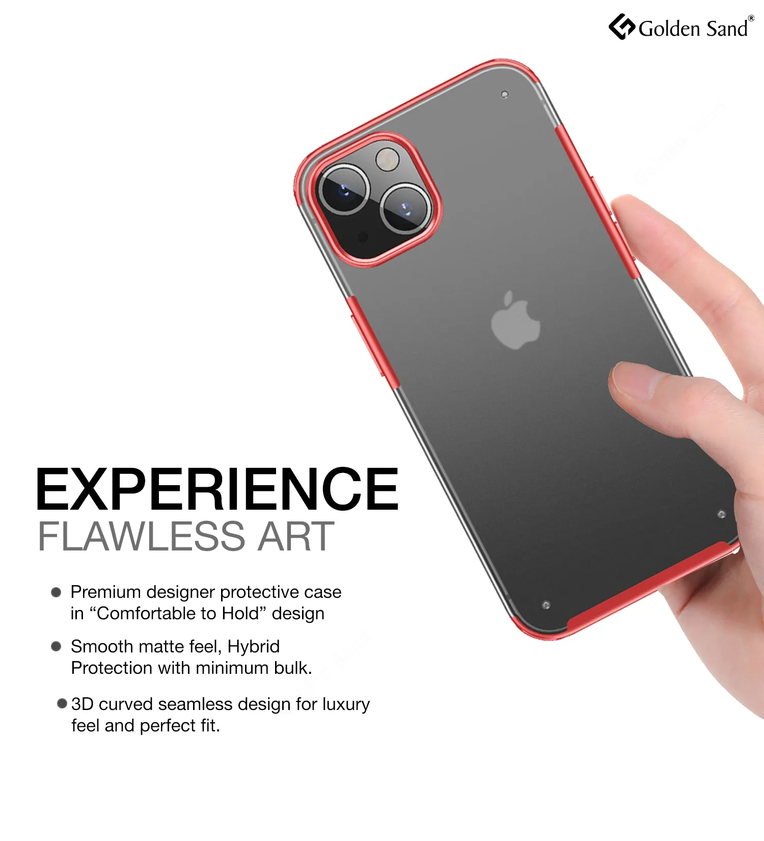 Rugged Frosted Semi Transparent PC Shock Proof Slim Back Cover for Apple iPhone 13 Mini, 5.4 inch, Red