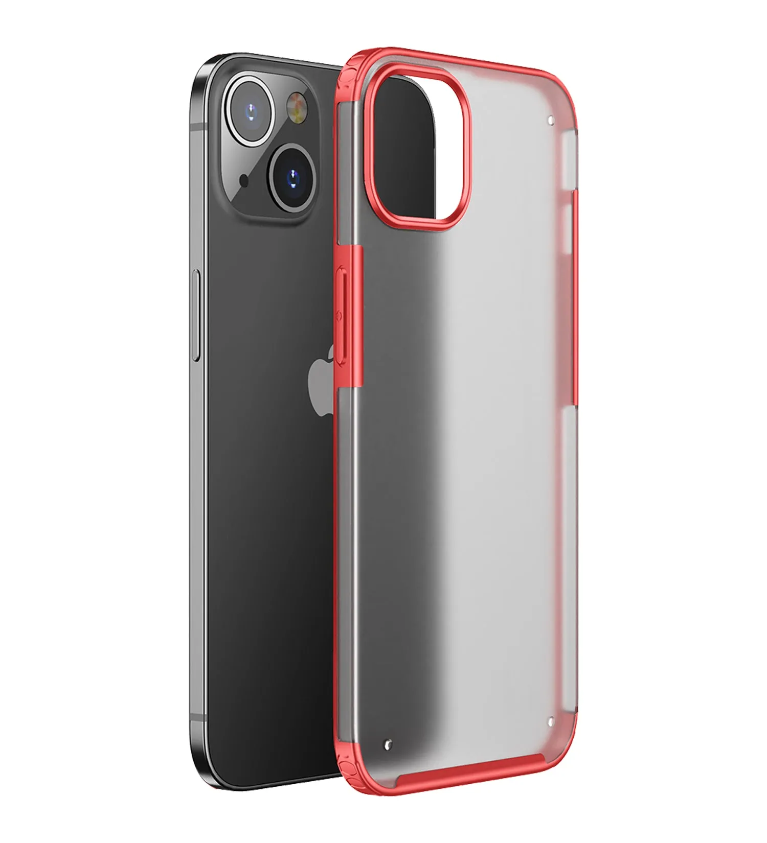 Rugged Frosted Semi Transparent PC Shock Proof Slim Back Cover for Apple iPhone 13 Mini, 5.4 inch, Red