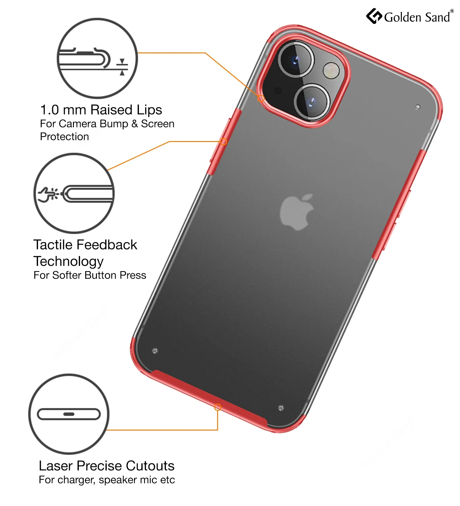 Rugged Frosted Semi Transparent PC Shock Proof Slim Back Cover for Apple iPhone 13 Mini, 5.4 inch, Red