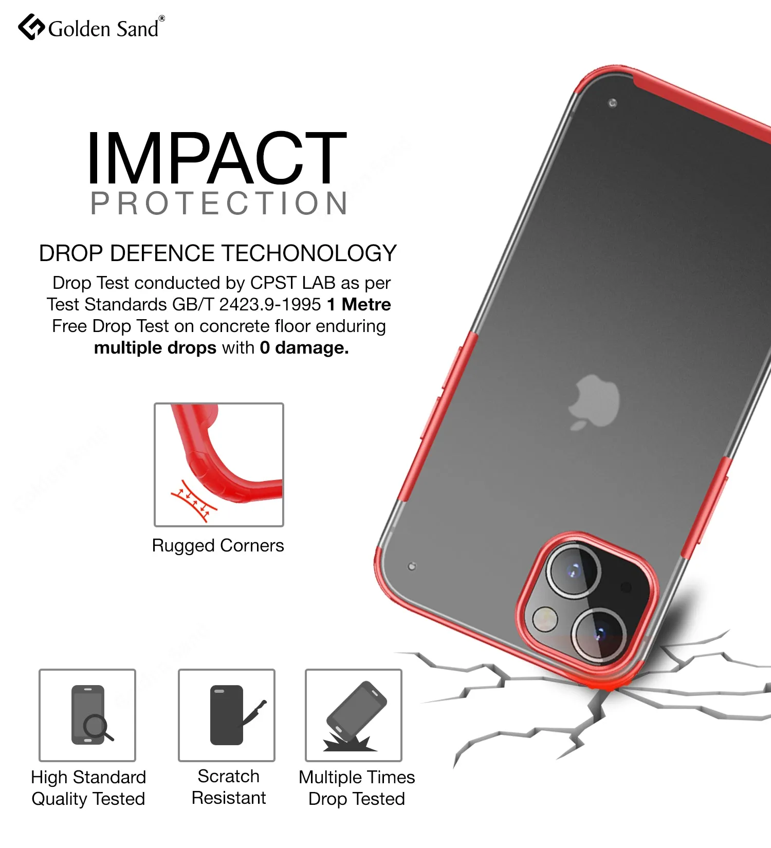 Rugged Frosted Semi Transparent PC Shock Proof Slim Back Cover for Apple iPhone 13 Mini, 5.4 inch, Red