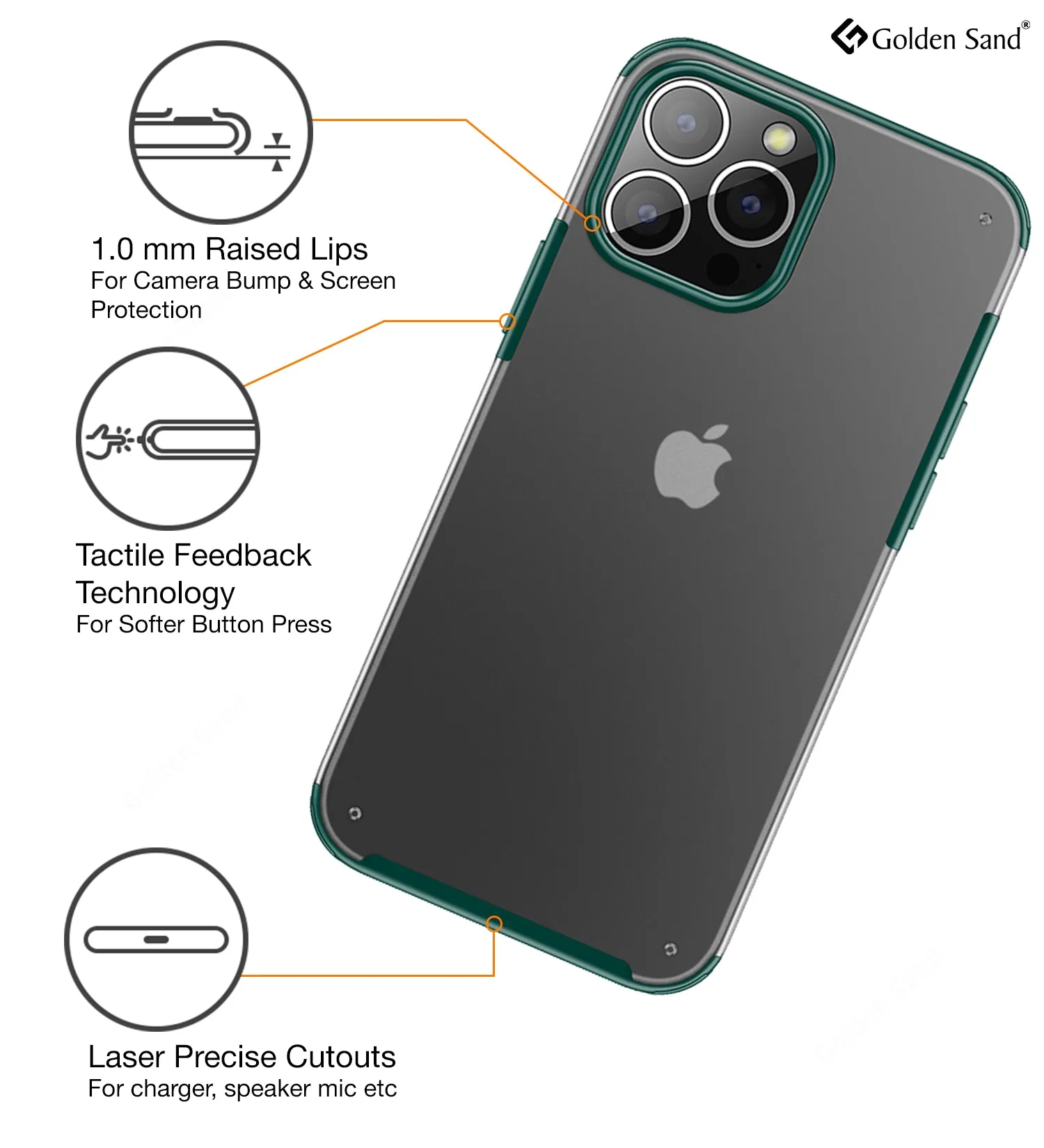 Rugged Frosted Semi Transparent PC Shock Proof Slim Back Cover for Apple iPhone 13 Pro, 6.1 inch, Green