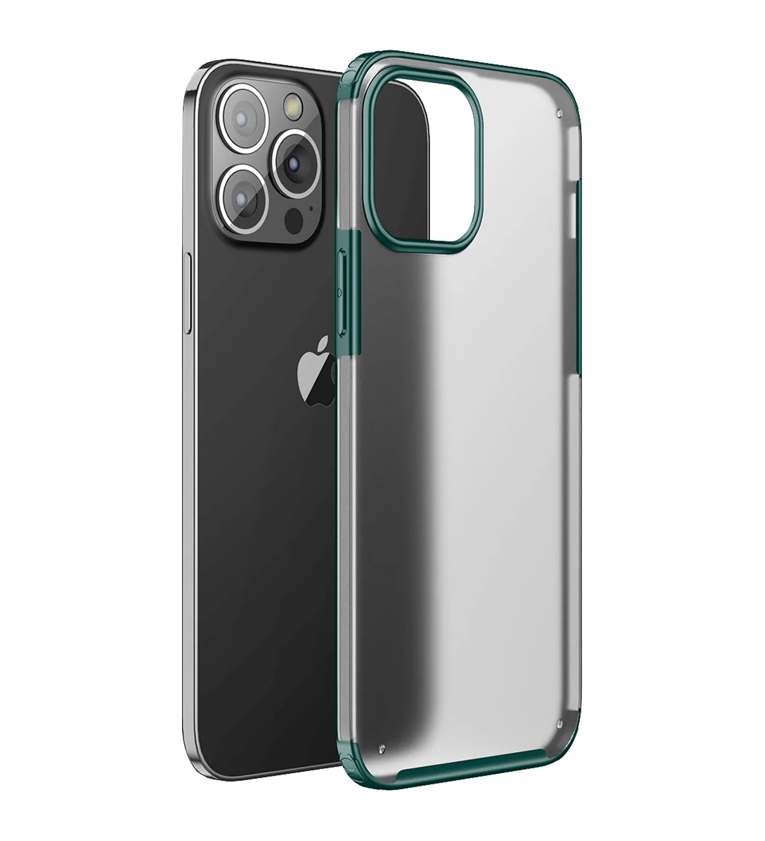 Rugged Frosted Semi Transparent PC Shock Proof Slim Back Cover for Apple iPhone 13 Pro, 6.1 inch, Green