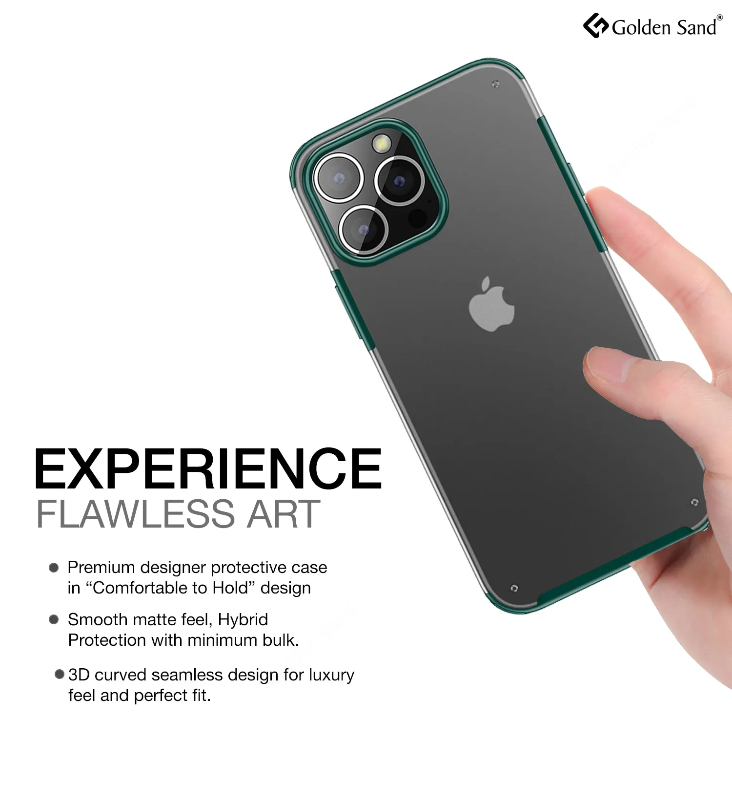 Rugged Frosted Semi Transparent PC Shock Proof Slim Back Cover for Apple iPhone 13 Pro, 6.1 inch, Green