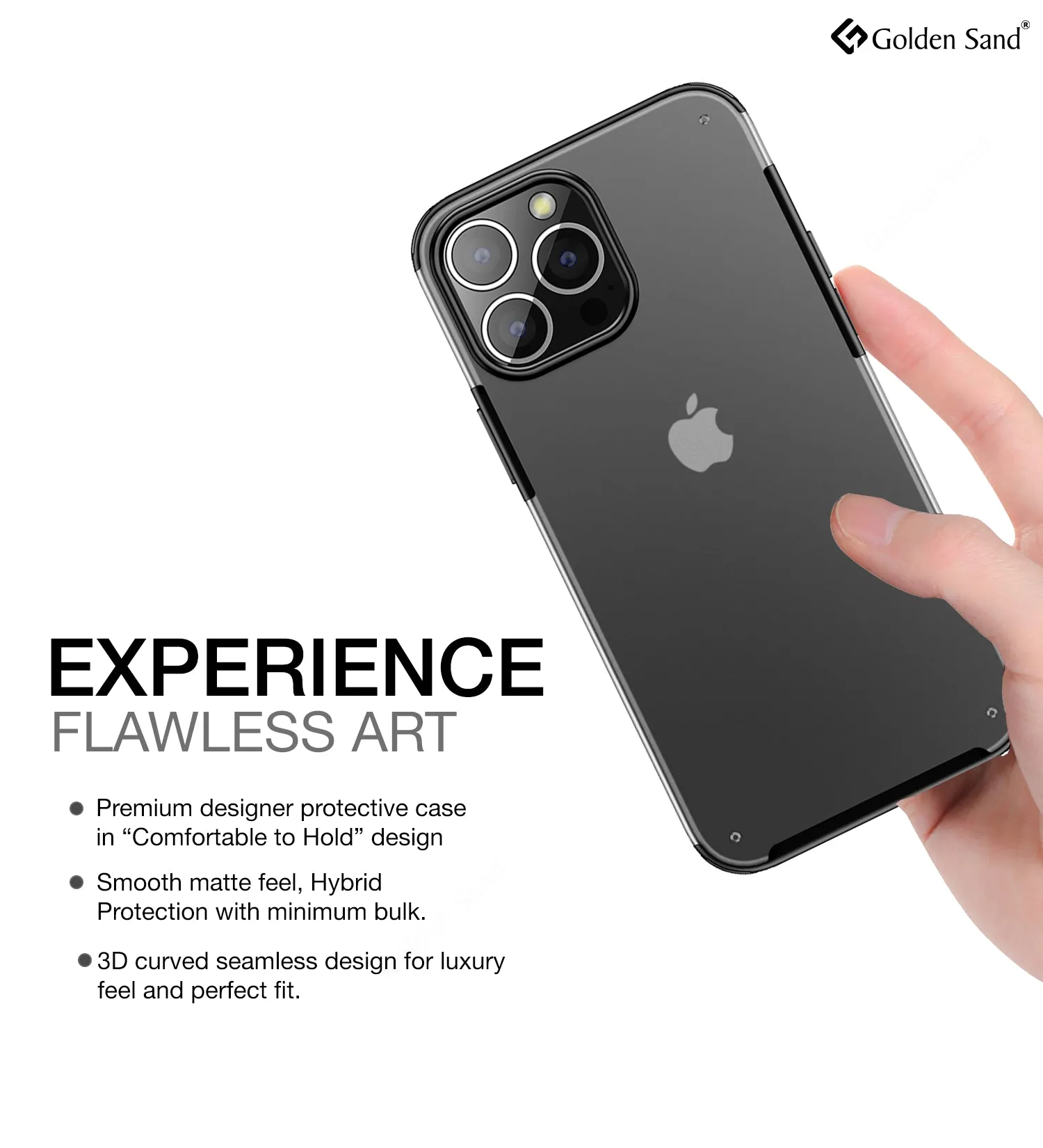 Rugged Frosted Semi Transparent PC Shock Proof Slim Back Cover for Apple iPhone 13 Pro Max, 6.7 inch, Black
