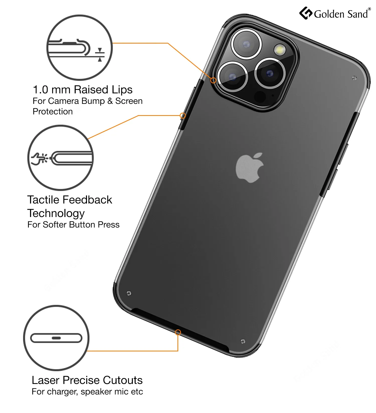 Rugged Frosted Semi Transparent PC Shock Proof Slim Back Cover for Apple iPhone 13 Pro Max, 6.7 inch, Black