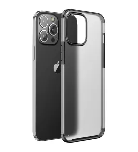 Rugged Frosted Semi Transparent PC Shock Proof Slim Back Cover for Apple iPhone 13 Pro Max, 6.7 inch, Black