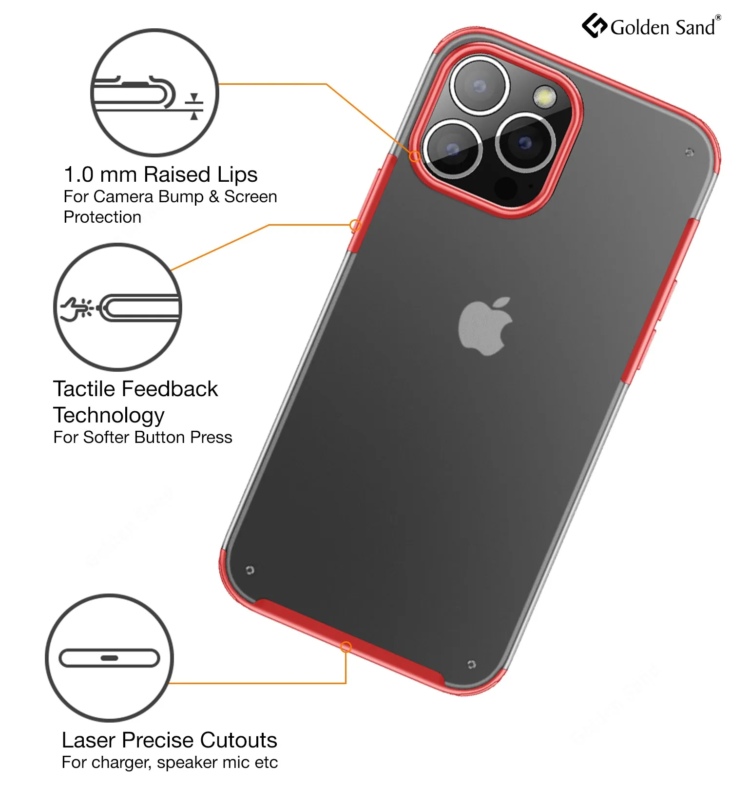 Rugged Frosted Semi Transparent PC Shock Proof Slim Back Cover for Apple iPhone 13 Pro Max, 6.7 inch, Red