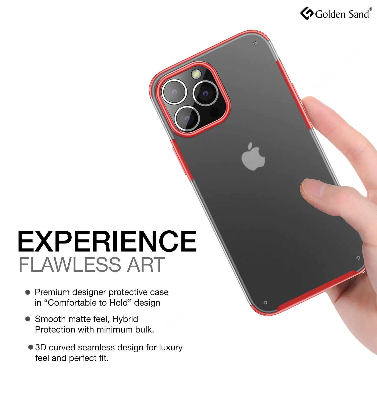 Rugged Frosted Semi Transparent PC Shock Proof Slim Back Cover for Apple iPhone 13 Pro Max, 6.7 inch, Red