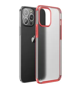 Rugged Frosted Semi Transparent PC Shock Proof Slim Back Cover for Apple iPhone 13 Pro Max, 6.7 inch, Red