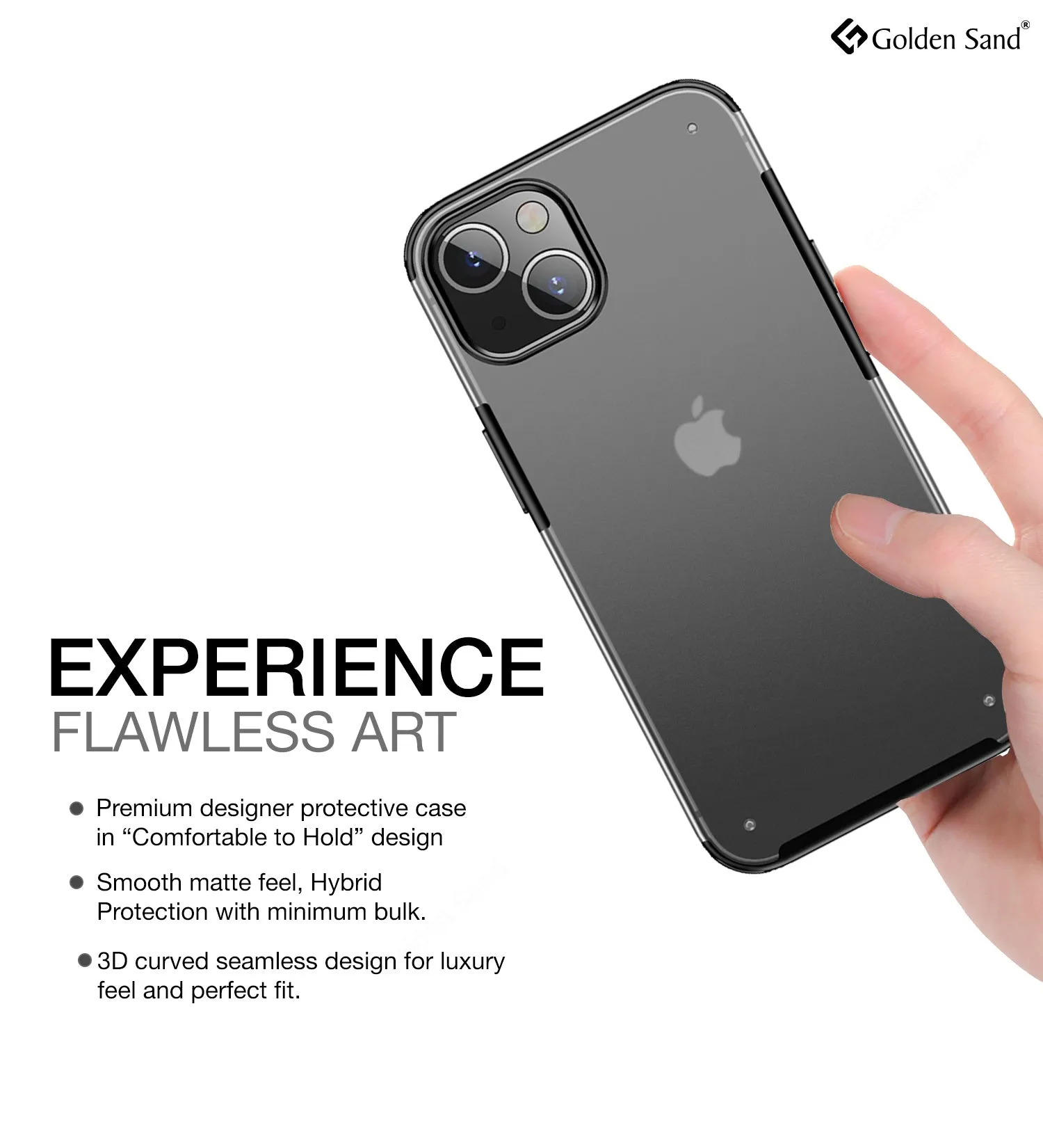 Rugged Frosted Semi Transparent PC Shock Proof Slim Back Cover for Apple iPhone 14, 6.1 inch, Black